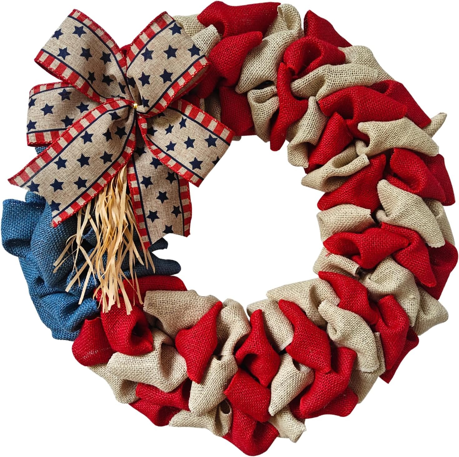 20 Inch 4th of July Wreaths Patriotic Wreaths for Front Door Red White and Blue Wreath