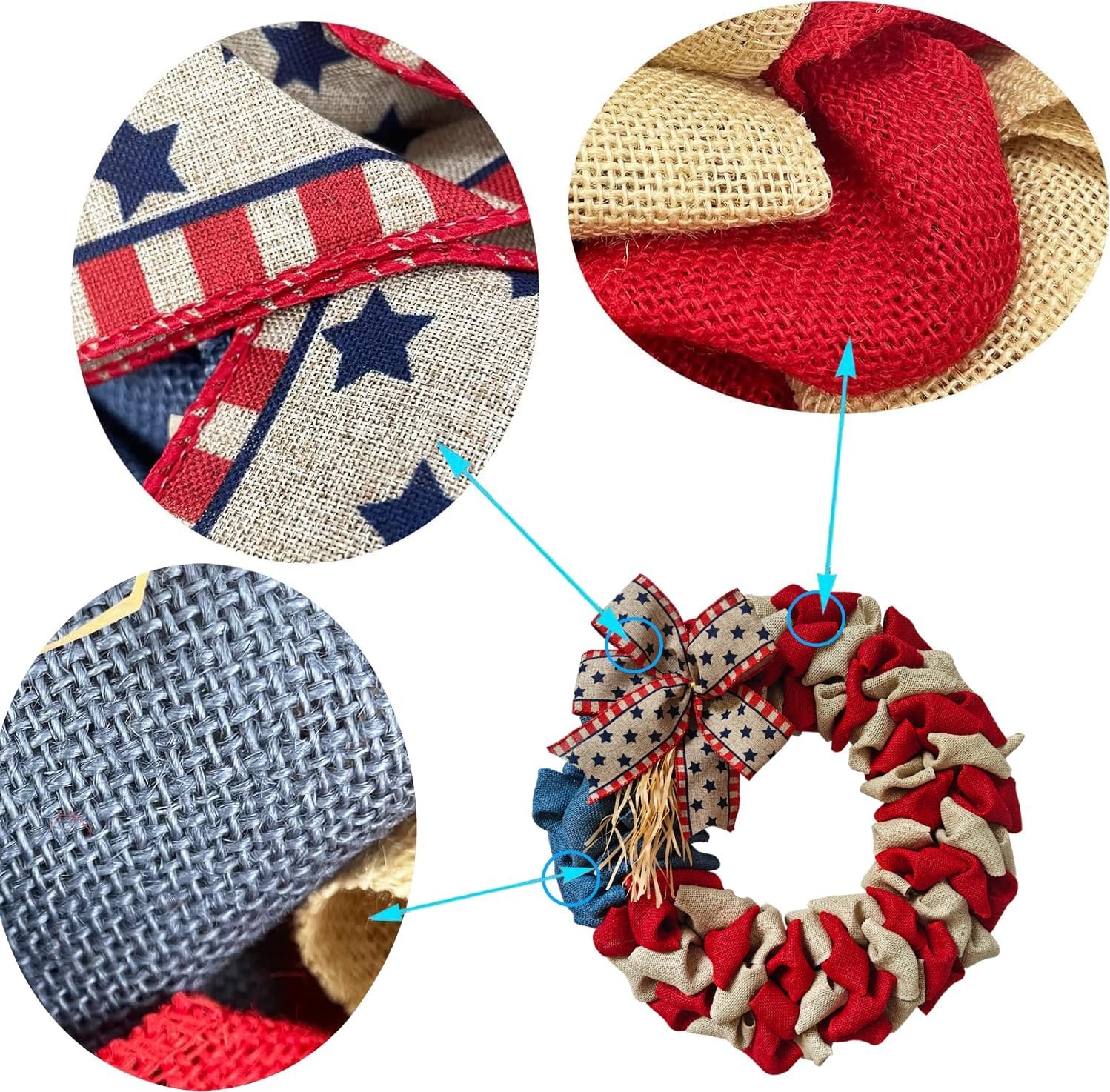 20 Inch 4th of July Wreaths Patriotic Wreaths for Front Door Red White and Blue Wreath — photo 6