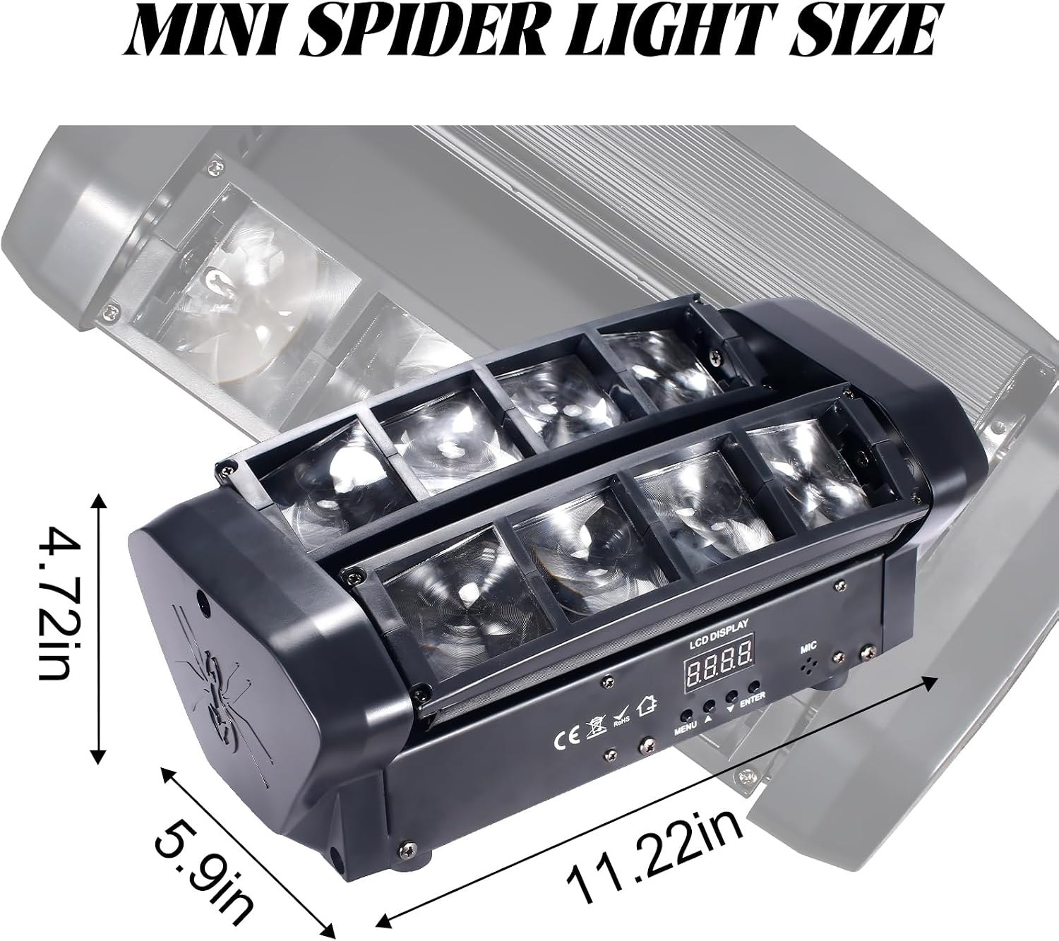 Mini Spider Moving Head Light 8x5W Beam LED Stage Lights RGBW Sound Activated DMX-512 Control for DJ Party Bar Disco Show Wedding Event Stage Lighting PM — photo 4