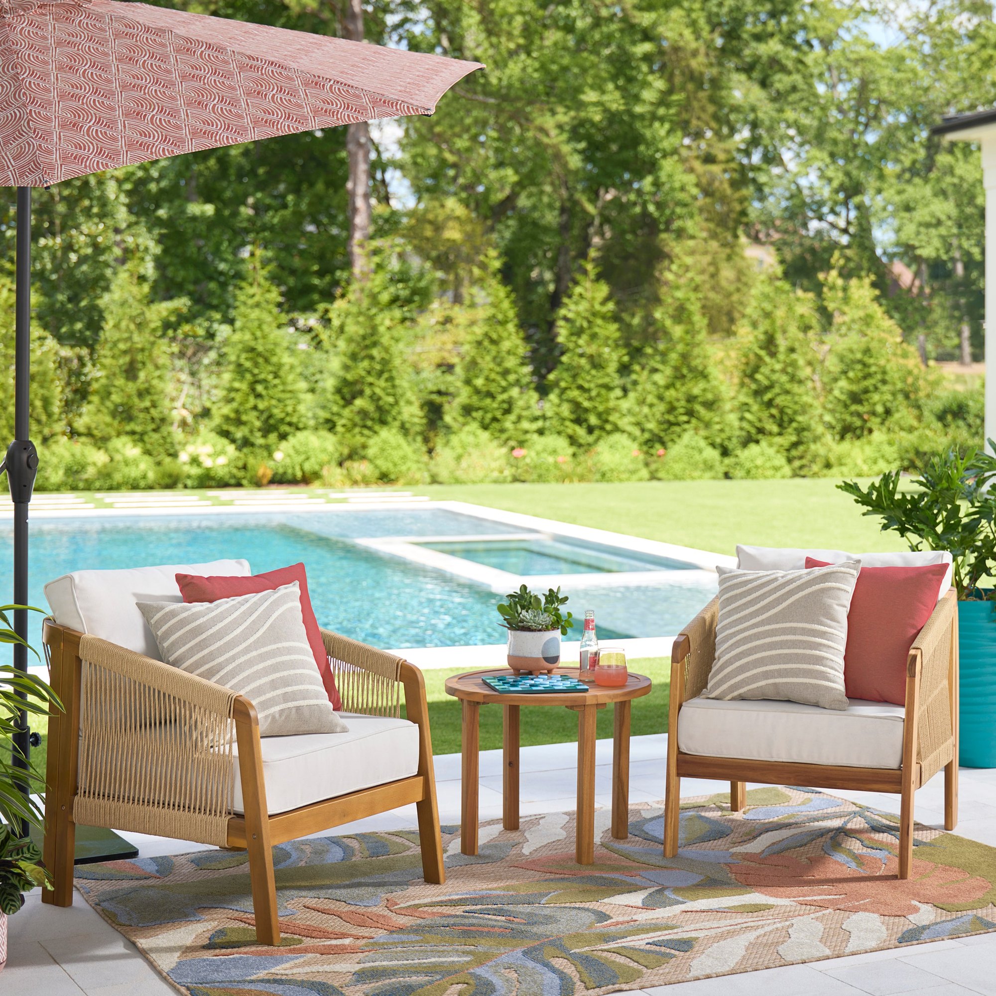 Boho 2 Piece Patio Conversation Set with Off- white Cushions PM — photo 8
