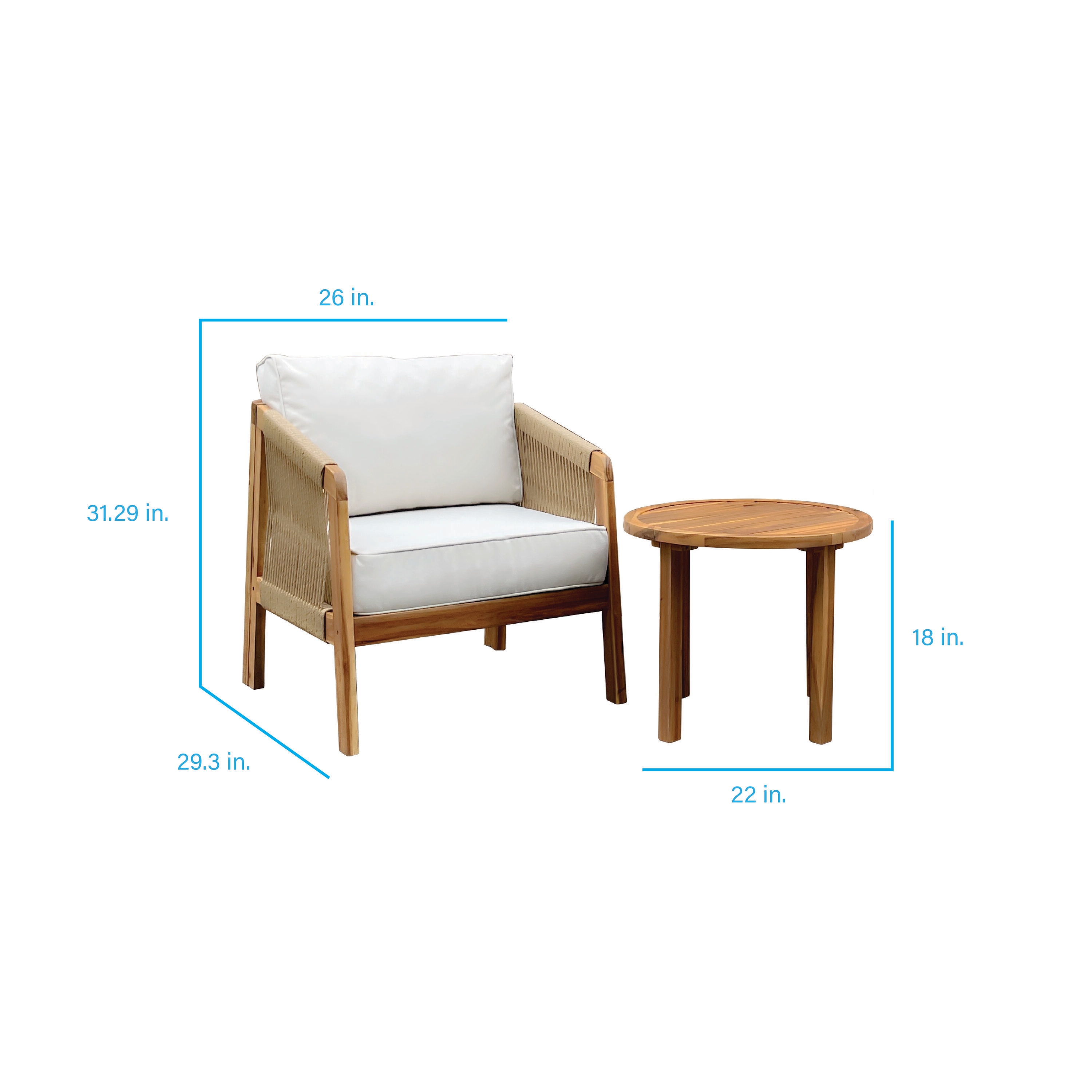 Boho 2 Piece Patio Conversation Set with Off- white Cushions PM — photo 15