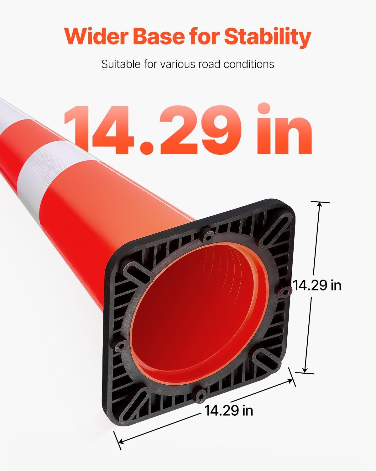 VEVOR Safety Cones, 6 Pack 36" Traffic Cones, PVC Orange Construction Cones with Reflective Collars and Black Weighted Base, for Traffic Control, Driveway Road Parking and School Improvement — photo 7