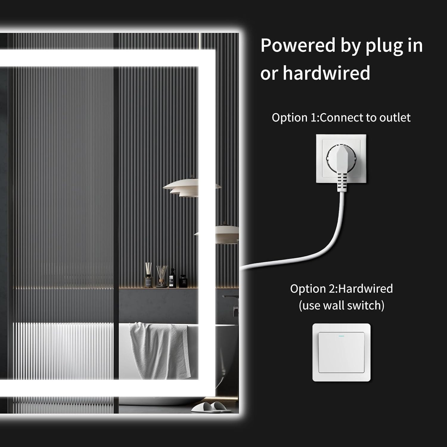 30"x48" LED Bathroom Mirror with Lights, Dimmable?Anti-Fog?Bathroom Vanity Mirror for Wall, Backlit + Front Lit, Memory Function, Shatter- Proof, Tempered Glass 30"L x 48"W — photo 4