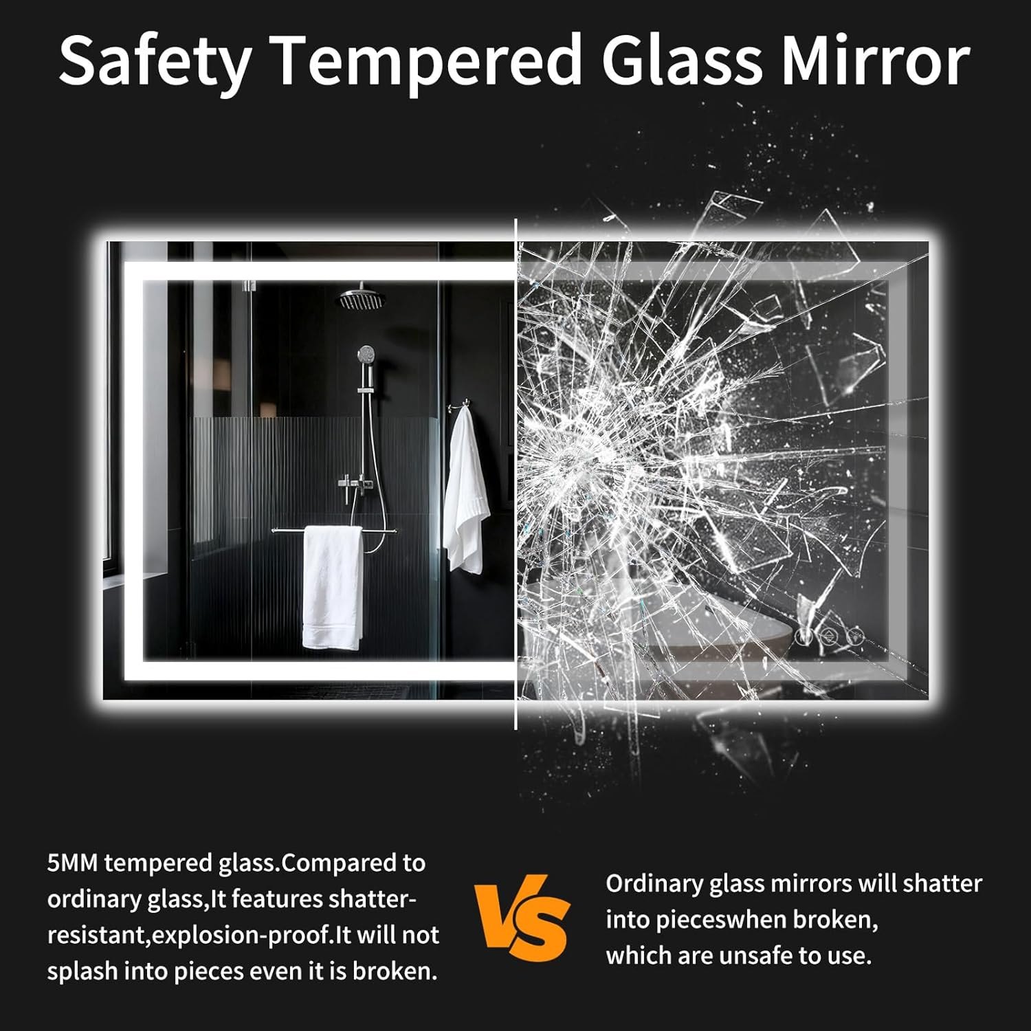 30"x48" LED Bathroom Mirror with Lights, Dimmable?Anti-Fog?Bathroom Vanity Mirror for Wall, Backlit + Front Lit, Memory Function, Shatter- Proof, Tempered Glass 30"L x 48"W — photo 5