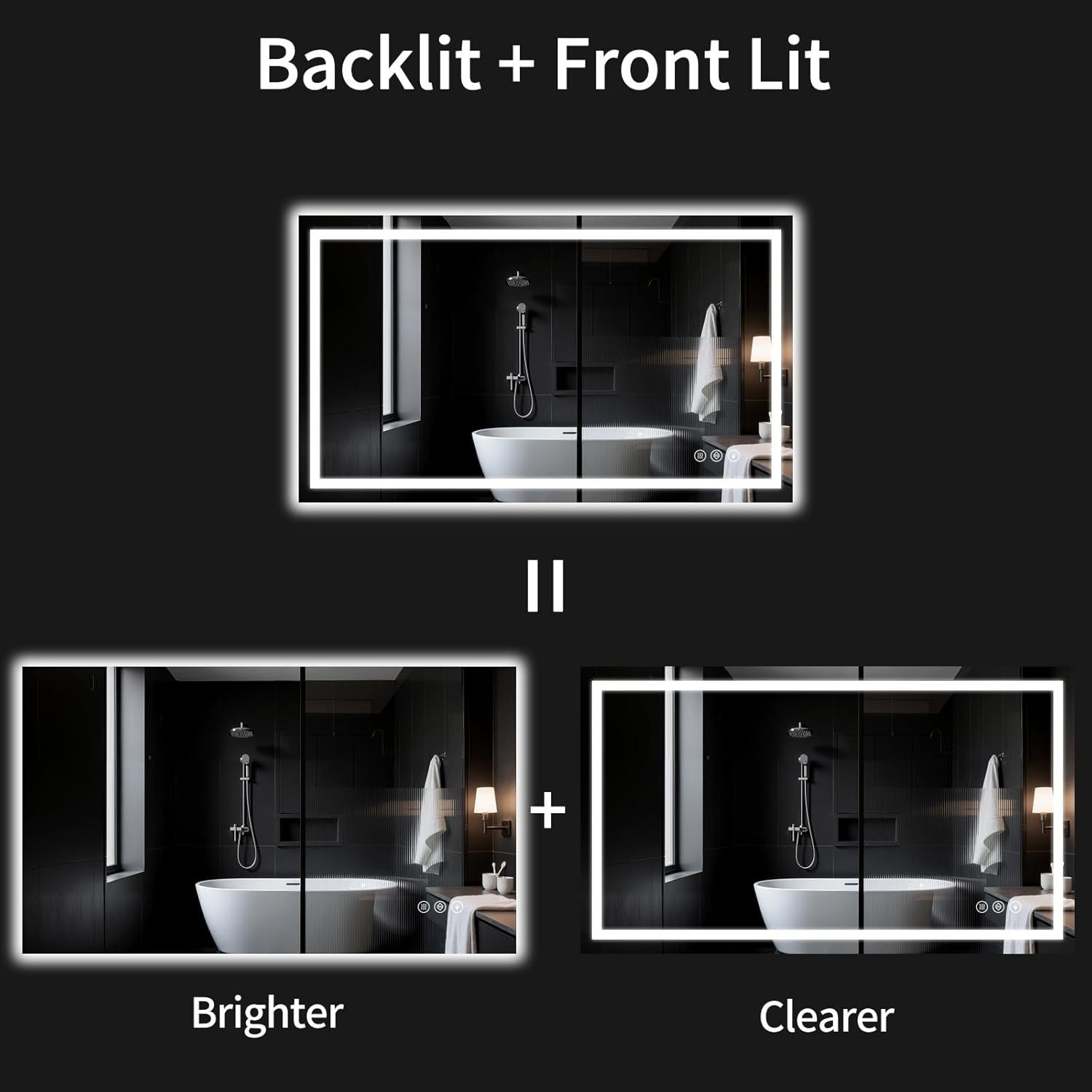 30"x48" LED Bathroom Mirror with Lights, Dimmable?Anti-Fog?Bathroom Vanity Mirror for Wall, Backlit + Front Lit, Memory Function, Shatter- Proof, Tempered Glass 30"L x 48"W — photo 6