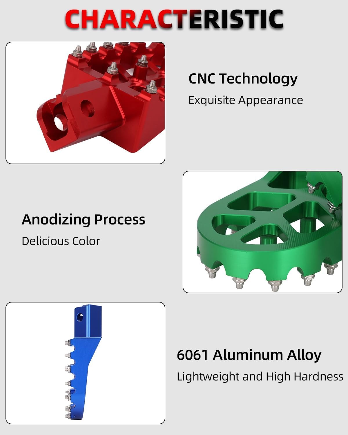 JFG RACING Dirt Bike Foot Pegs,Universal CNC Motorcycle Pit Mini Bike Pegs for KX 50 70 80 85 100 110 Tao Tao DB-X RFZ Lifan KAYO - Green — photo 4