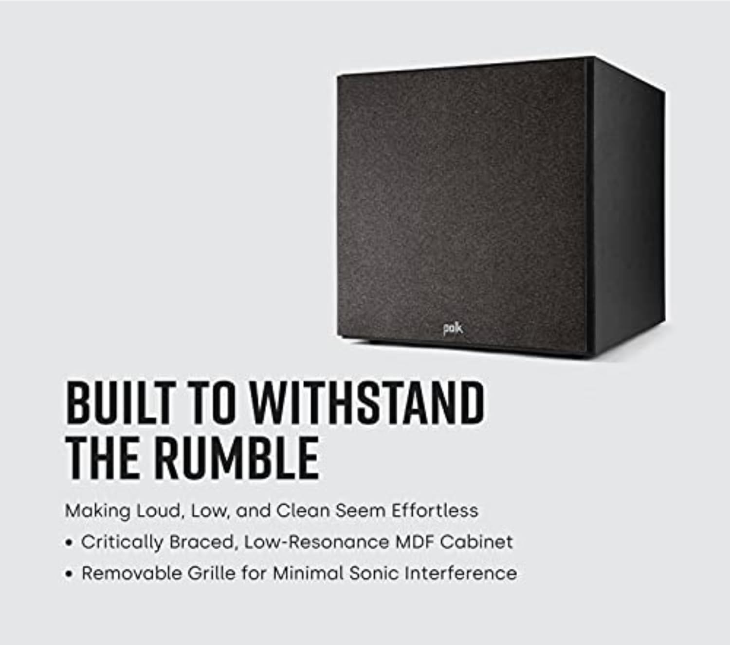Polk Monitor XT12 Powered Sub - 12" Balanced Woofer & 100W Class A/B Amplifier, Low-Resonance MDF Cabinet & Removable Grille, Dolby Atmos & DTS:X Compatible, Home Theater Subwoofers, Midnight Black 12" Subwoofer (XT12)