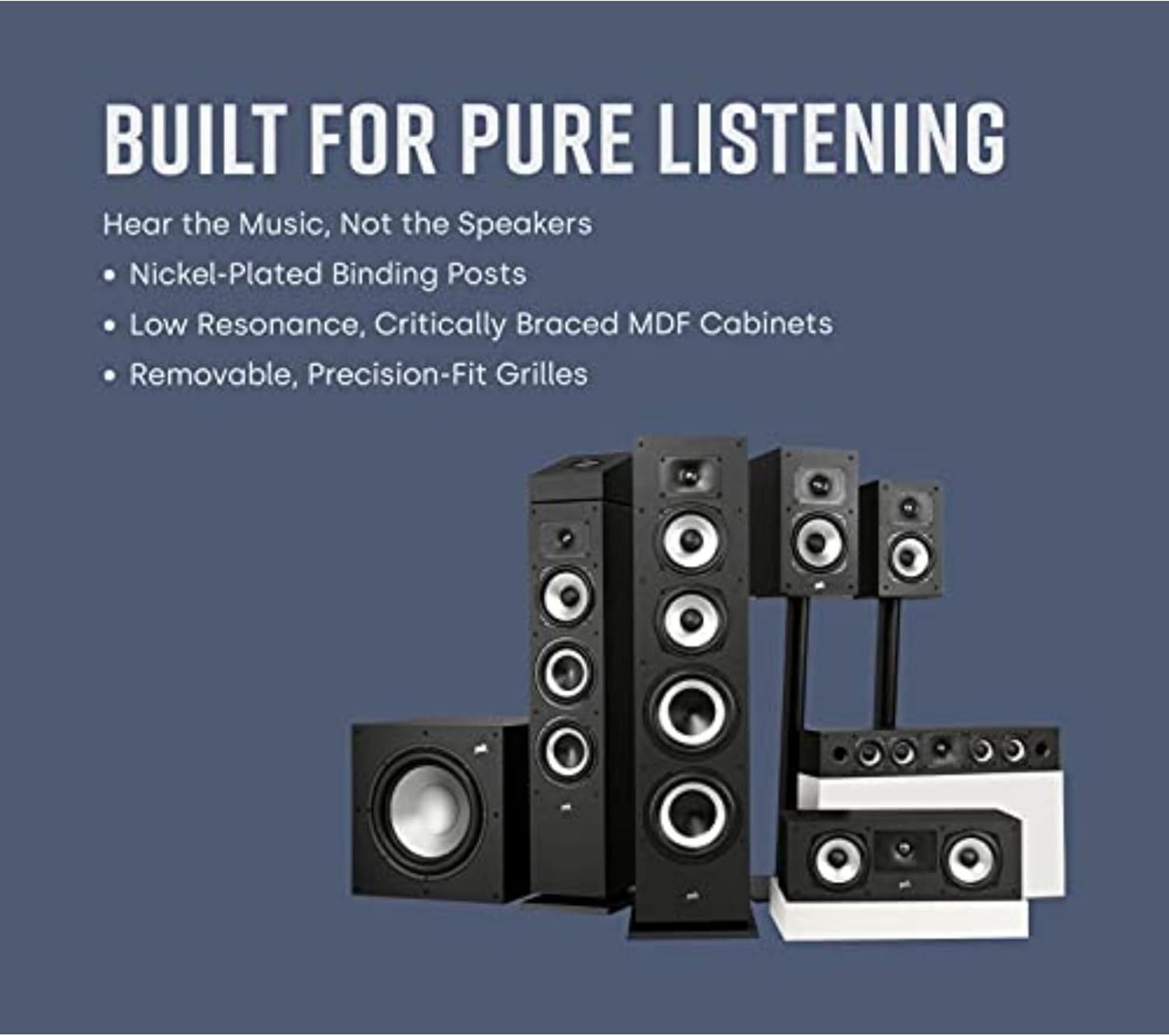 Polk Monitor XT12 Powered Sub - 12" Balanced Woofer & 100W Class A/B Amplifier, Low-Resonance MDF Cabinet & Removable Grille, Dolby Atmos & DTS:X Compatible, Home Theater Subwoofers, Midnight Black 12" Subwoofer (XT12) — photo 3