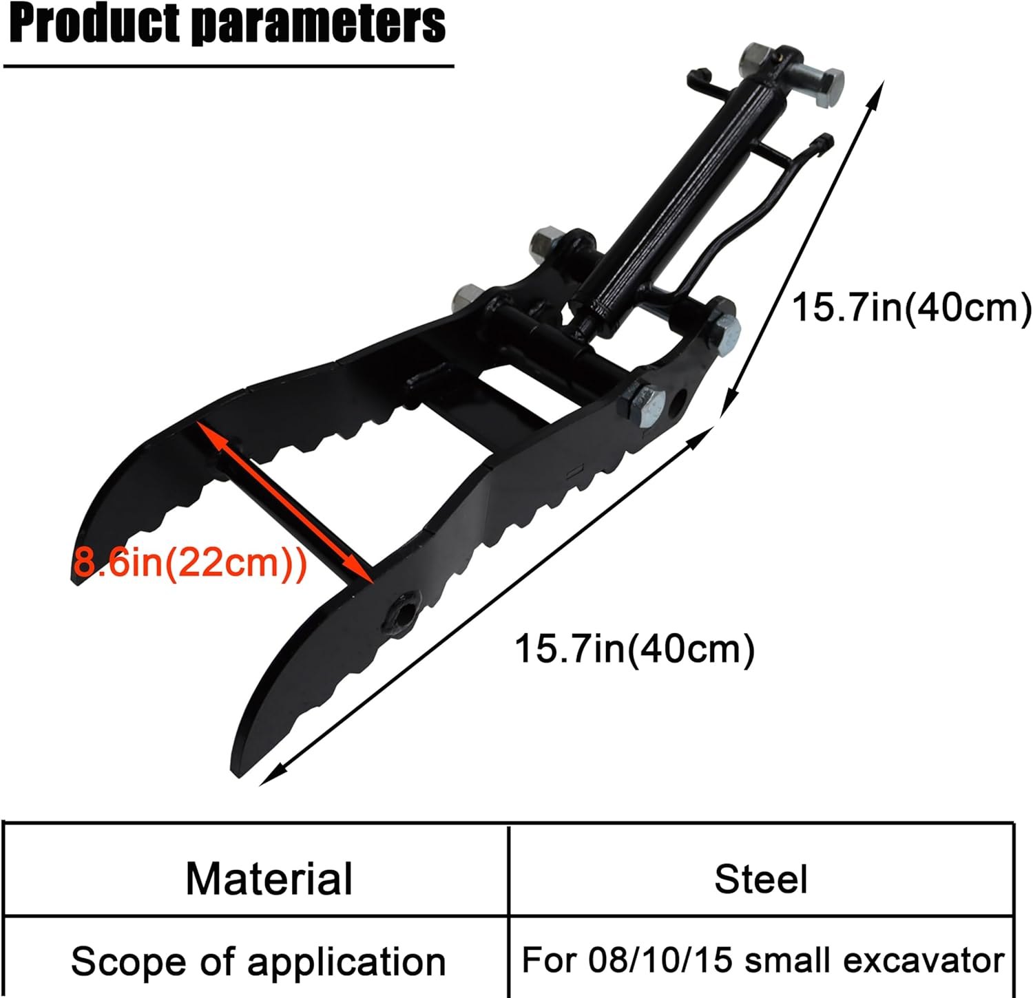 INTSUPERMAI Hydraulic Thumb Clip for Mini Excavators, Hydraulic Thumb Attachment with 2 Hydraulic Hoses Small Digger Attachments fit Most of up to 3 tons PM