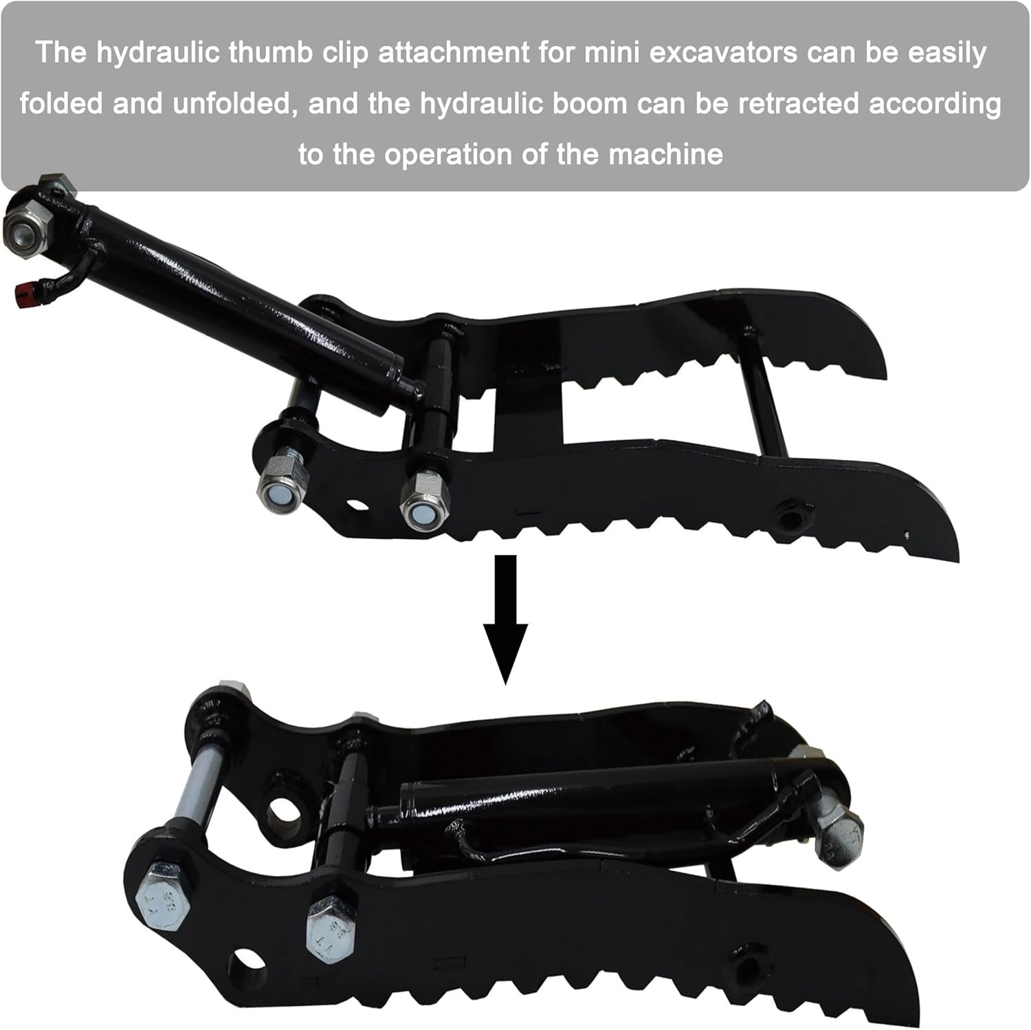 INTSUPERMAI Hydraulic Thumb Clip for Mini Excavators, Hydraulic Thumb Attachment with 2 Hydraulic Hoses Small Digger Attachments fit Most of up to 3 tons PM — photo 3