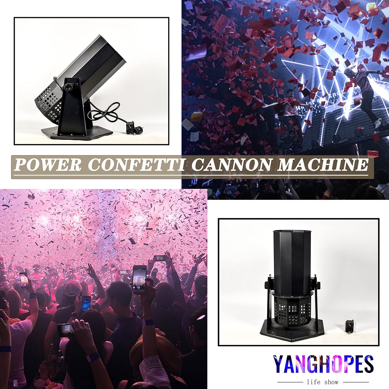 1500W Professional Confetti Machine Confetti Cannon Machine Electric Confe-tti Launcher Confe- tti Tubes W/Wireless Remote, for Special Event, Parties, Club, Wedding, Concerts Rc Professional Confetti Machine
