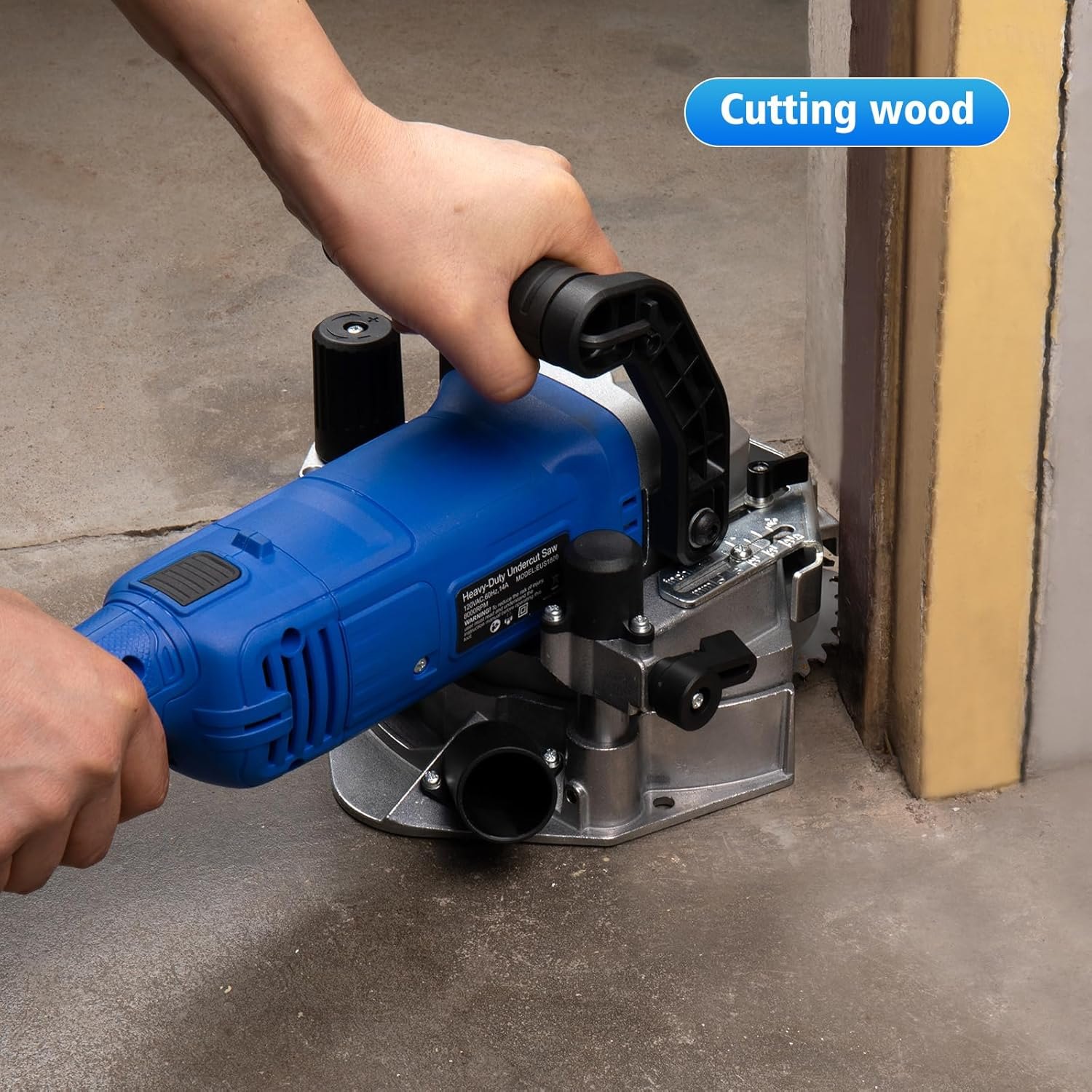 Heavy-Duty Undercut Saw Jamb Saw Kit 1800W 2.5HP 120V 60Hz, with Two 6.5" Alloy Blade (Wood) and One Diamond Blade (Tiles and Masonary), 13ft Cord, Model EUS1800 — photo 4