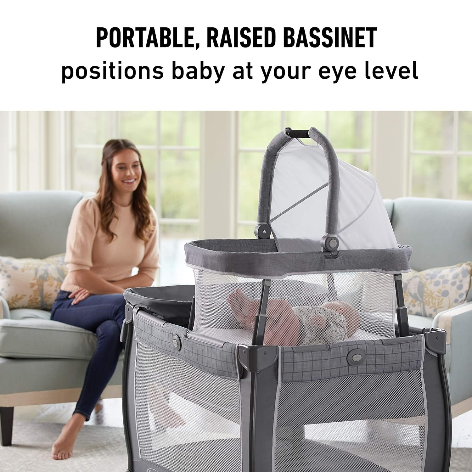 Graco Pack 'n Play Day2Dream Travel Bassinet Playard Features Portable Bassinet Diaper Changer and More (Lo, Lo) PM — photo 2