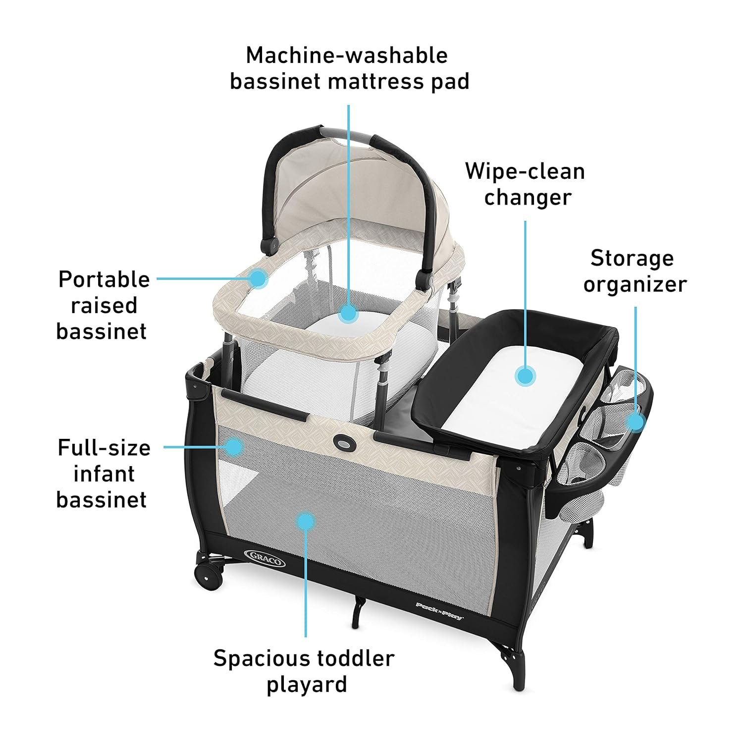 Graco Pack 'n Play Day2Dream Travel Bassinet Playard Features Portable Bassinet Diaper Changer and More (Lo, Lo) PM — photo 5