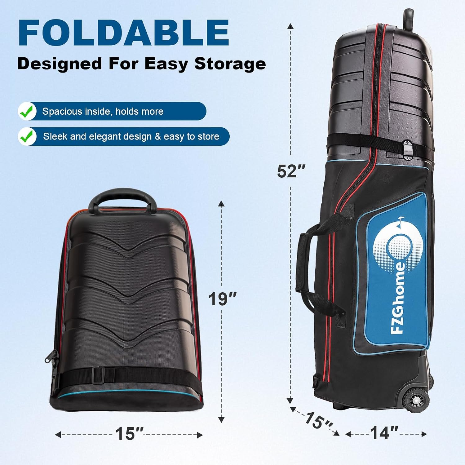 Golf Travel Bags for Airlines with Hard Case Top & Wheels, Hard Shell Top Protect Golf Club, Made of 1680D Heavy Duty Oxford, Internal Strap for Fixing, Lightweight and Easy to Maneuver Aeroabyss