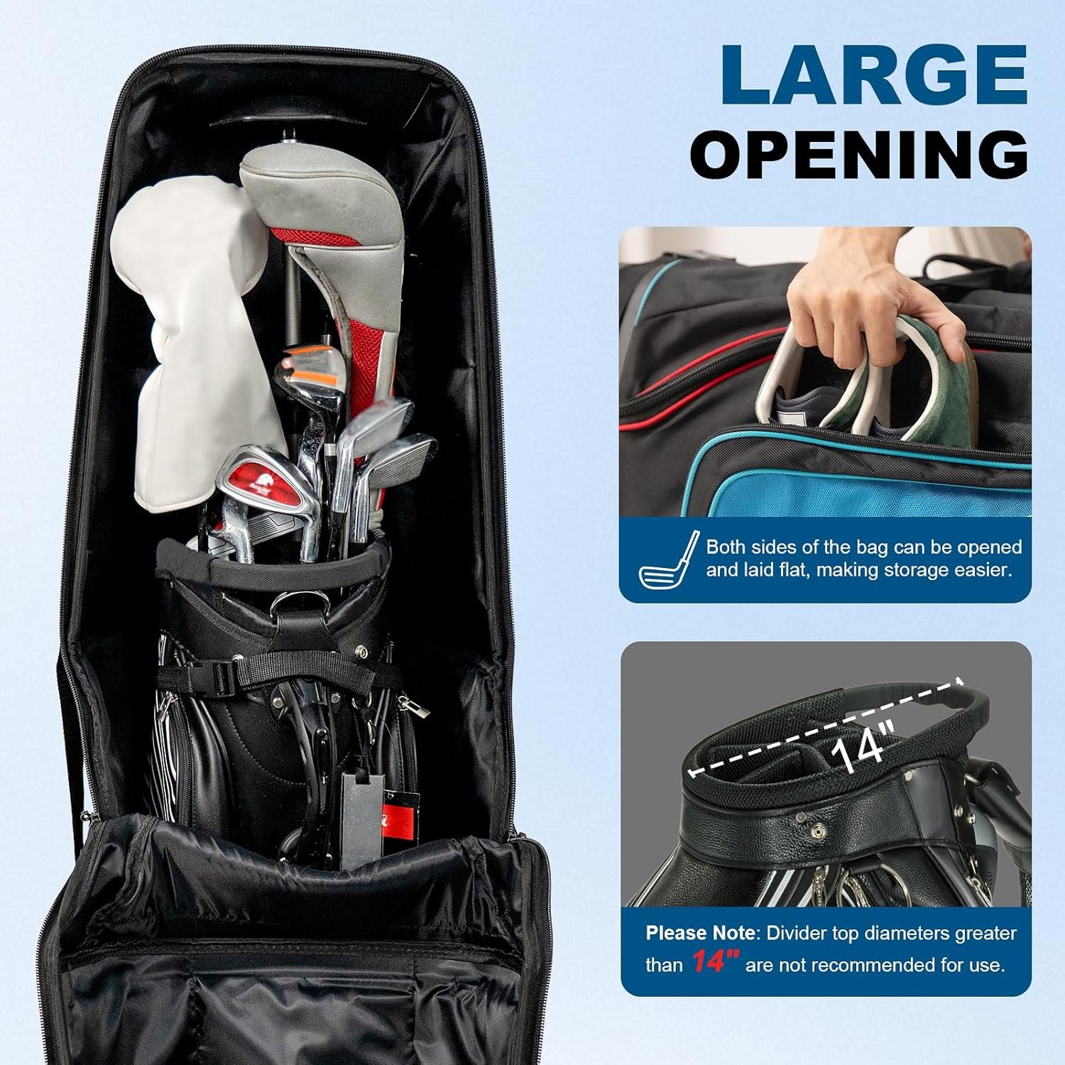 Golf Travel Bags for Airlines with Hard Case Top & Wheels, Hard Shell Top Protect Golf Club, Made of 1680D Heavy Duty Oxford, Internal Strap for Fixing, Lightweight and Easy to Maneuver Aeroabyss — photo 3