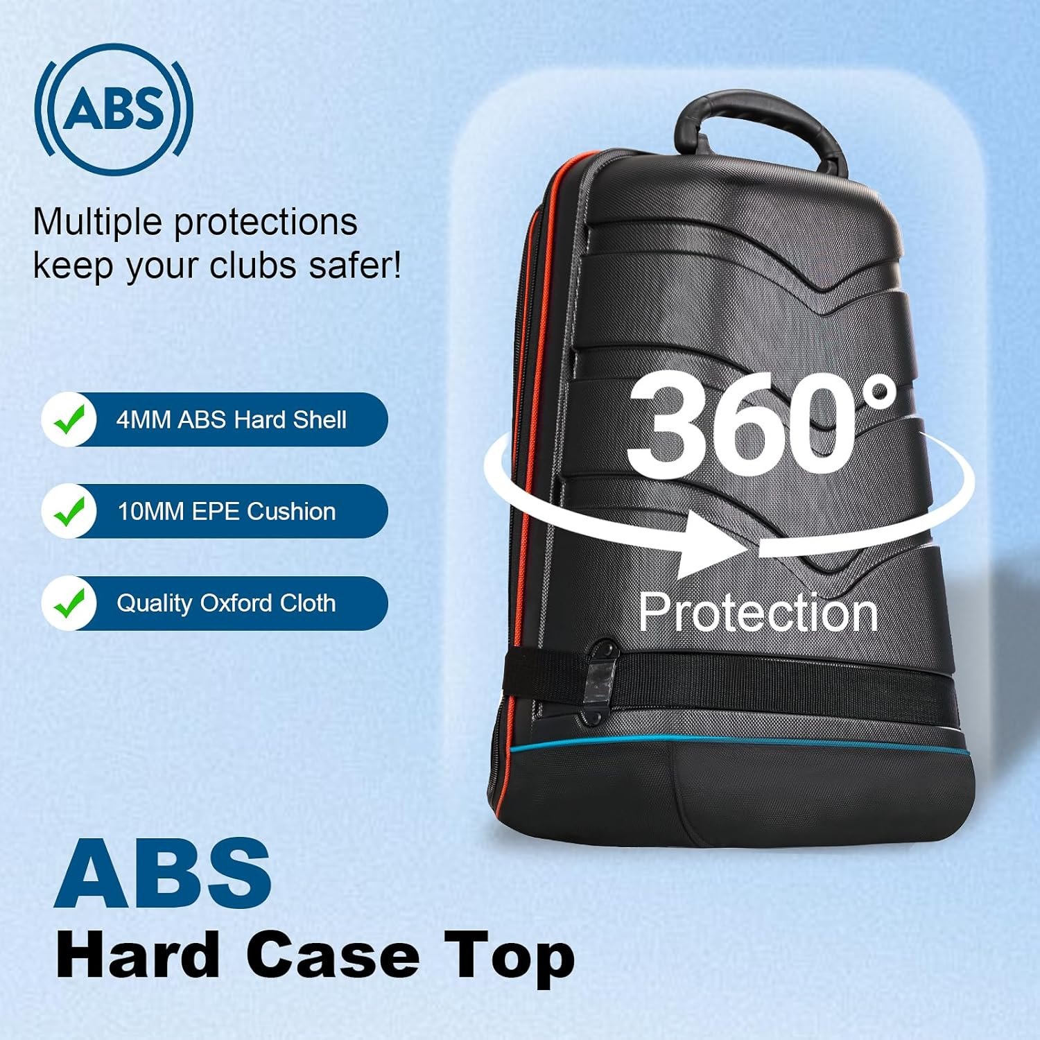 Golf Travel Bags for Airlines with Hard Case Top & Wheels, Hard Shell Top Protect Golf Club, Made of 1680D Heavy Duty Oxford, Internal Strap for Fixing, Lightweight and Easy to Maneuver Aeroabyss — photo 4