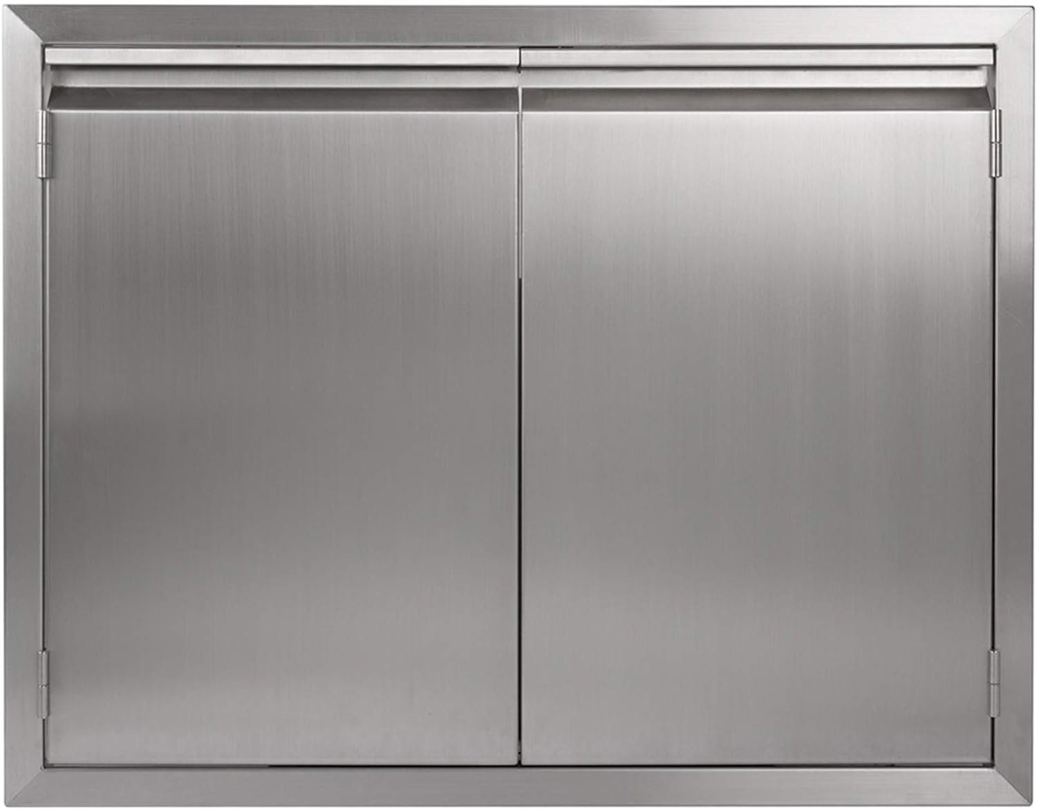 JIE JIN BBQ Access Door 26" W X 24" H Outdoor Kitchen Doors Double Doors Thickened 304 Stainless Steel Outdoor Kitchen Accessories Door for Indoor/Outdoor Kitchen Outdoor Cabinet BBQ Island PM