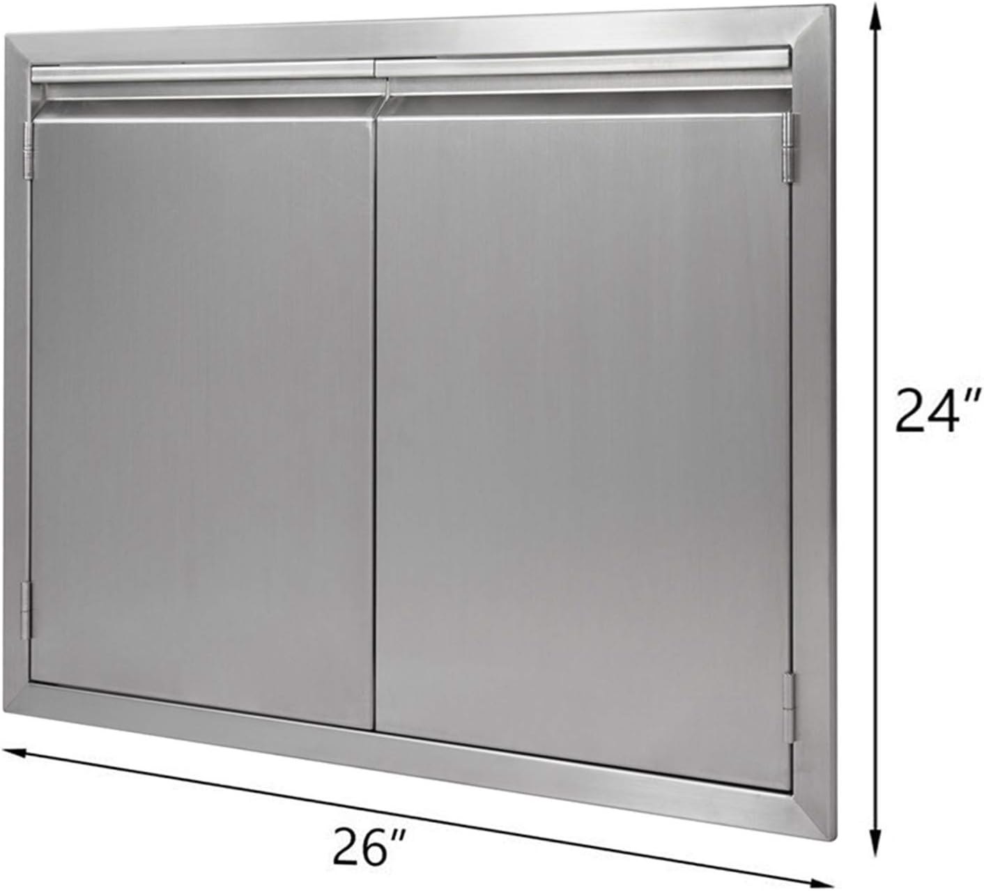 JIE JIN BBQ Access Door 26" W X 24" H Outdoor Kitchen Doors Double Doors Thickened 304 Stainless Steel Outdoor Kitchen Accessories Door for Indoor/Outdoor Kitchen Outdoor Cabinet BBQ Island PM — photo 2