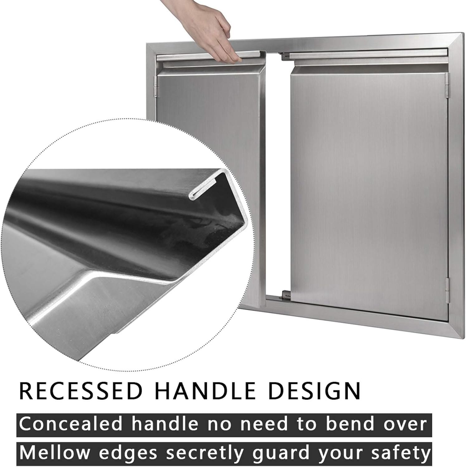 JIE JIN BBQ Access Door 26" W X 24" H Outdoor Kitchen Doors Double Doors Thickened 304 Stainless Steel Outdoor Kitchen Accessories Door for Indoor/Outdoor Kitchen Outdoor Cabinet BBQ Island PM — photo 4