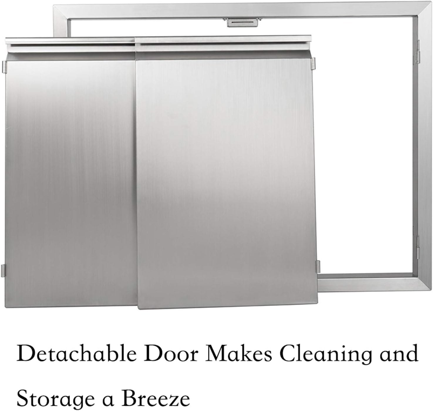 JIE JIN BBQ Access Door 26" W X 24" H Outdoor Kitchen Doors Double Doors Thickened 304 Stainless Steel Outdoor Kitchen Accessories Door for Indoor/Outdoor Kitchen Outdoor Cabinet BBQ Island PM — photo 5