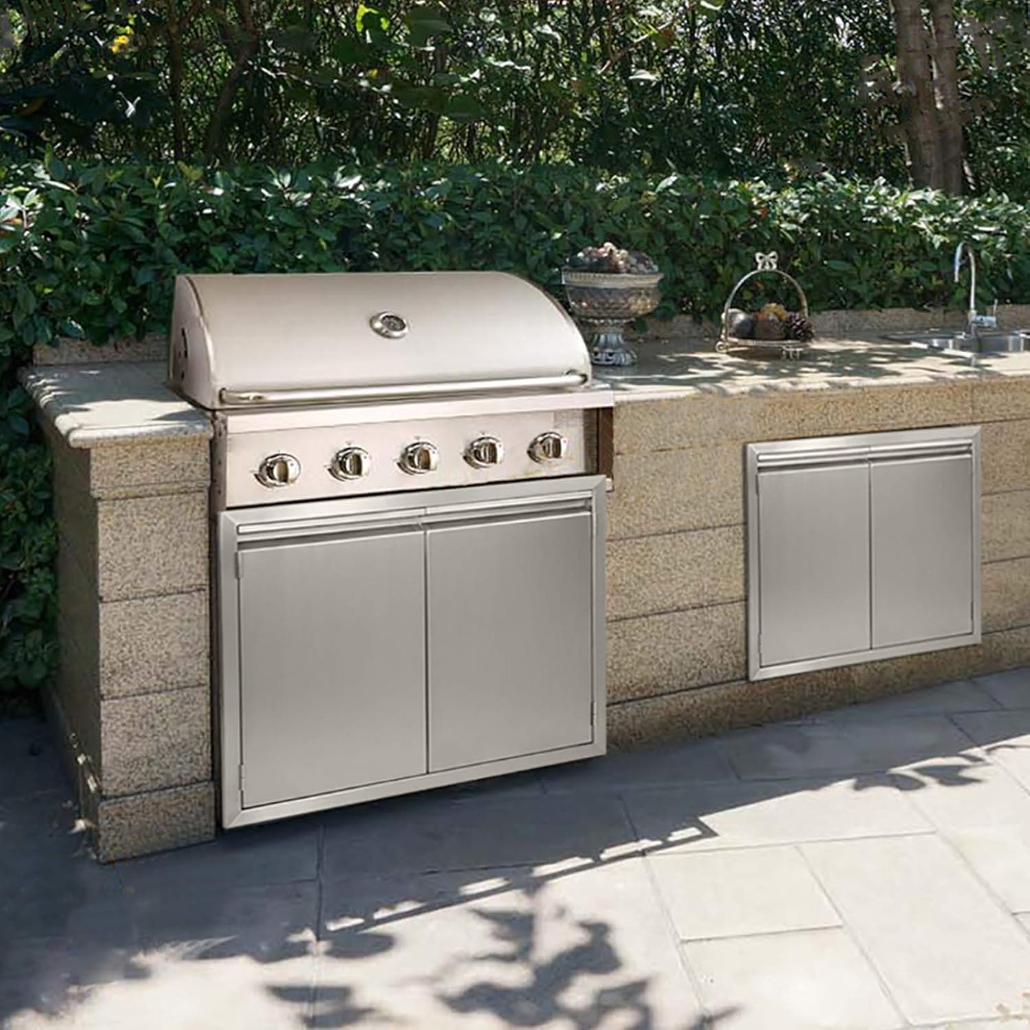 JIE JIN BBQ Access Door 26" W X 24" H Outdoor Kitchen Doors Double Doors Thickened 304 Stainless Steel Outdoor Kitchen Accessories Door for Indoor/Outdoor Kitchen Outdoor Cabinet BBQ Island PM — photo 6