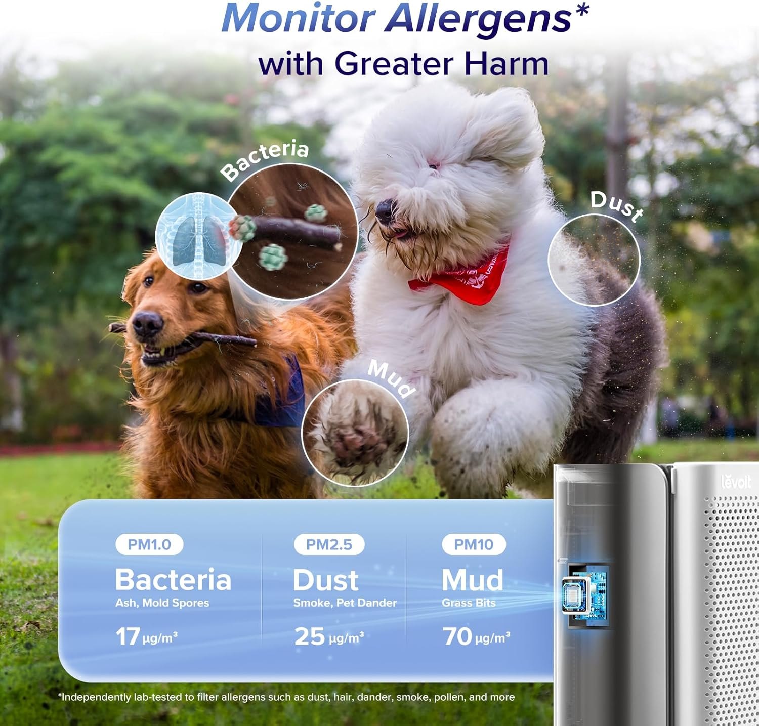 LEVOIT Air Purifiers for Home Large Room with 3- Channel Air Quality Monitor, Washable Pre-Filter, AHAM VERIFIDE, HEPA Sleep Mode for Pet, Allergy, Smoke, Dust, Alexa Control, 2655 Ft², EverestAir-P
