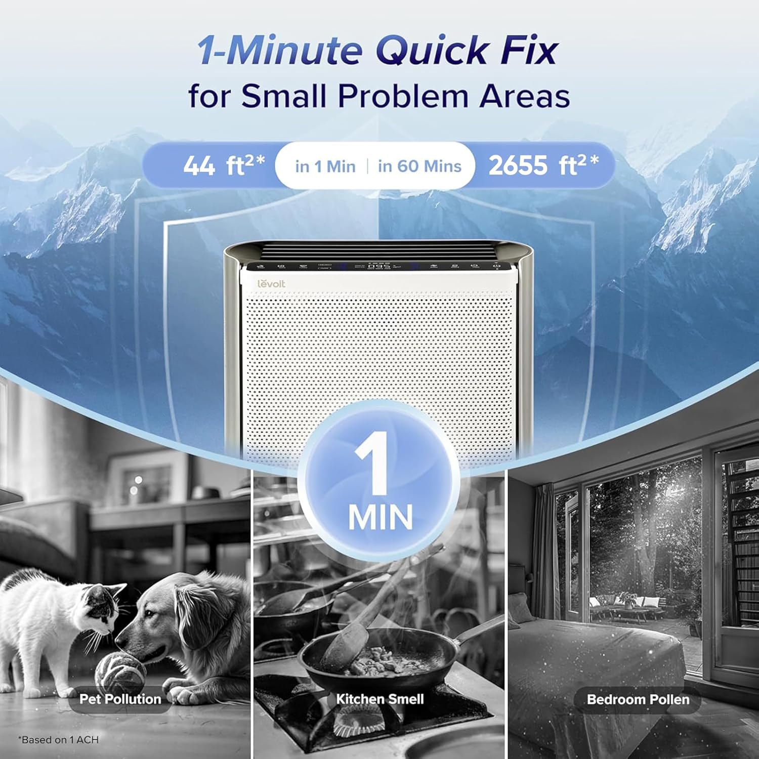 LEVOIT Air Purifiers for Home Large Room with 3- Channel Air Quality Monitor, Washable Pre-Filter, AHAM VERIFIDE, HEPA Sleep Mode for Pet, Allergy, Smoke, Dust, Alexa Control, 2655 Ft², EverestAir-P — photo 4