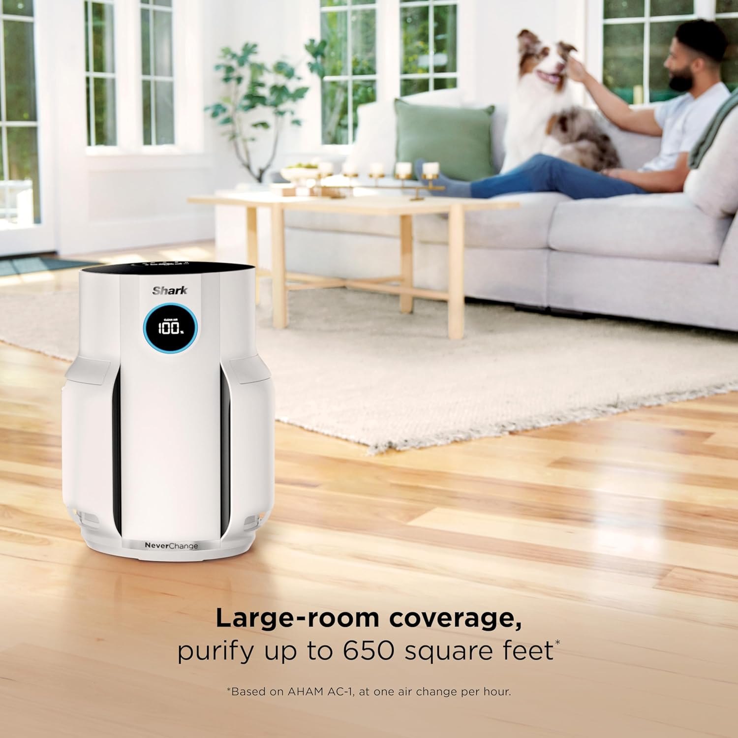 Shark Air Purifier for Home, NeverChange, for Large Room, Bedroom, Home Office, HEPA-Exceeding Filter, Captures Pollutants, Pet Dander, Dust, Odor, Smoke, and More, HP153, White White (650 sq. ft) — photo 2