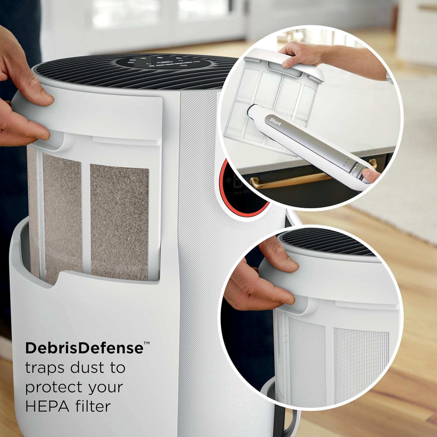Shark Air Purifier for Home, NeverChange, for Large Room, Bedroom, Home Office, HEPA-Exceeding Filter, Captures Pollutants, Pet Dander, Dust, Odor, Smoke, and More, HP153, White White (650 sq. ft) — photo 5