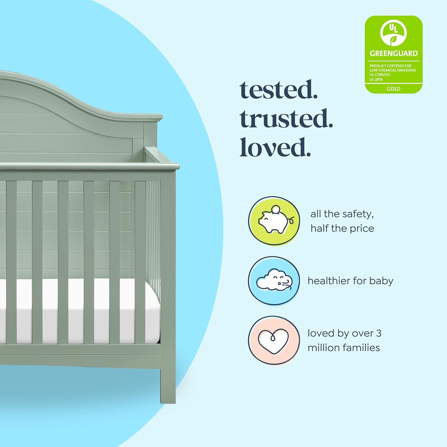 Carter's by Davinci Nolan 4-in-1 Convertible Crib in Light Sage, Greenguard Gold Certified — photo 5