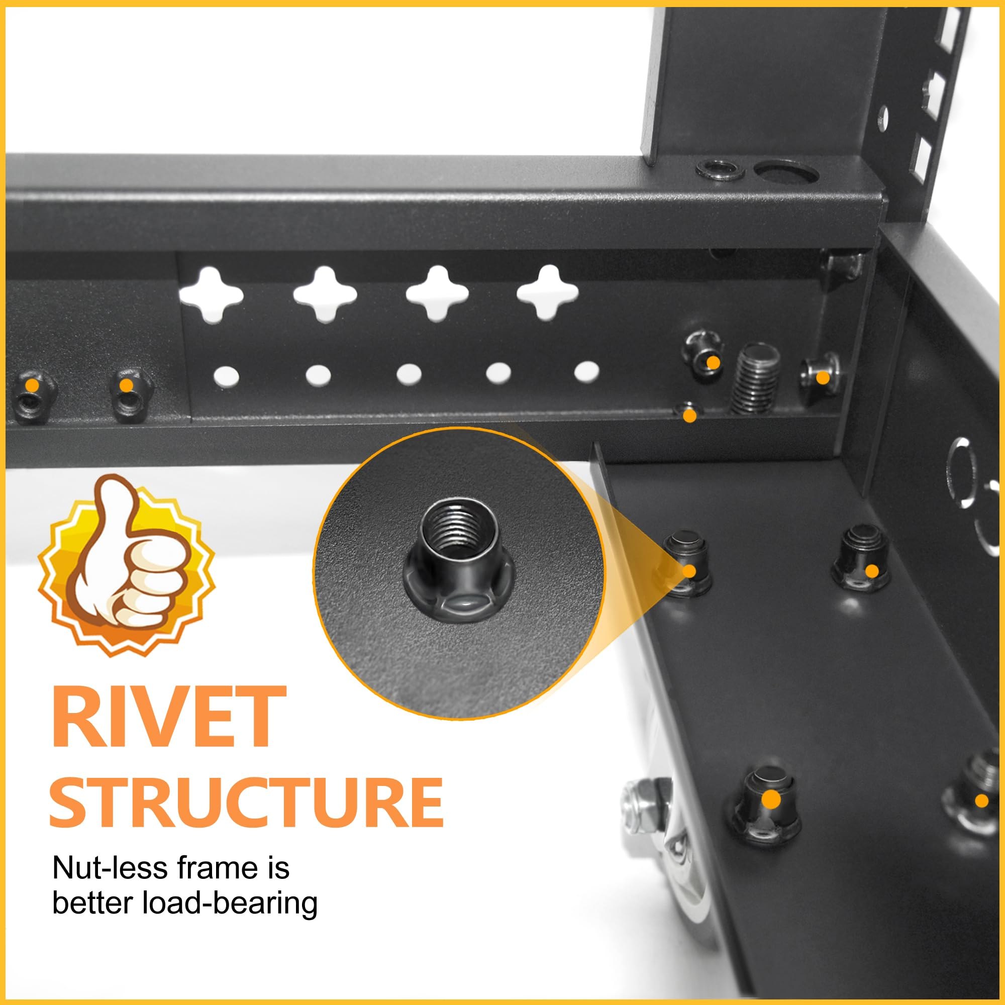 RIVECO 19” Adjustable Depth 42U Server Rack 4 Post Rack with Load-Bearing Casters Support Up to 1700LBS for Networking Equipment Black PM — photo 2