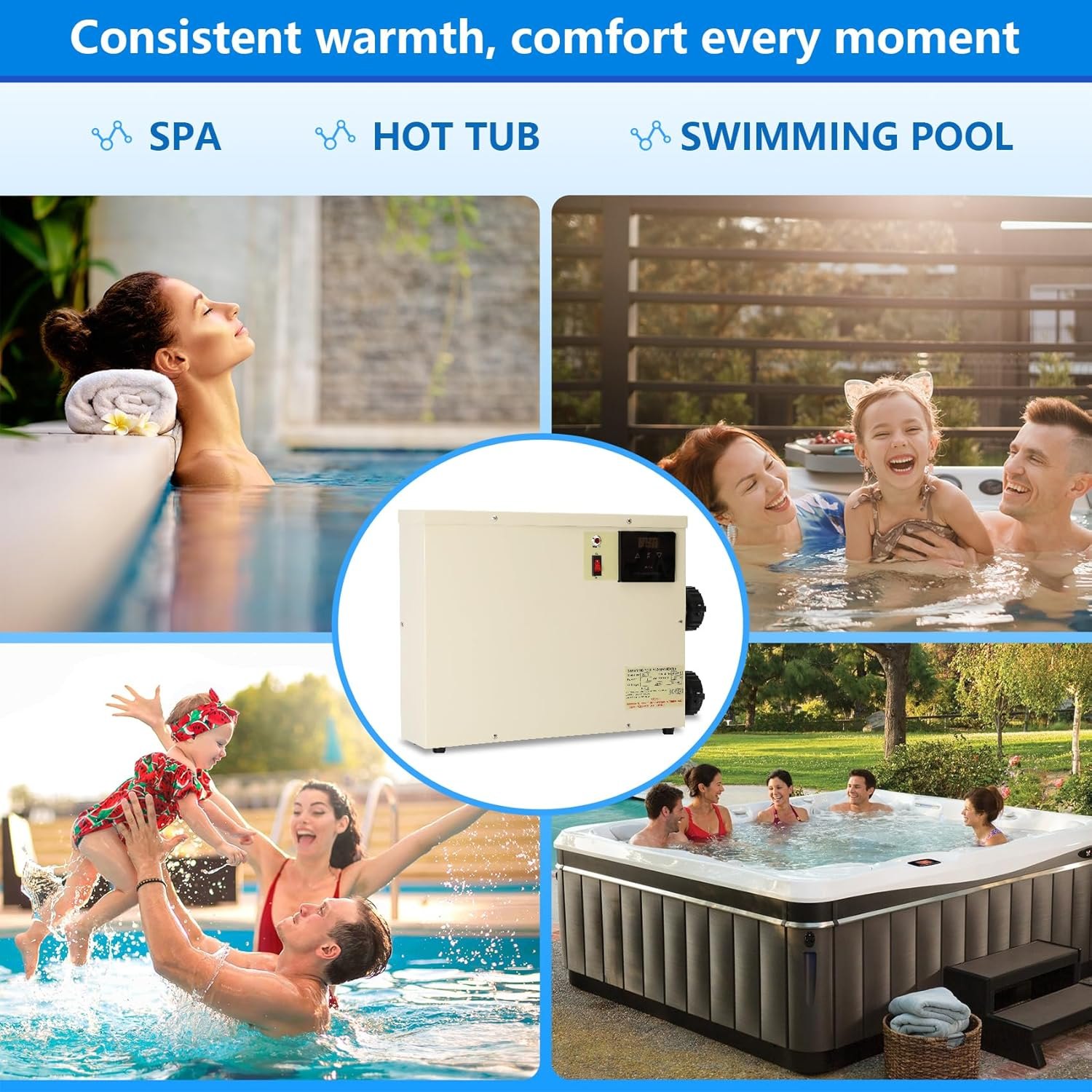 11KW 240V Pool Heater for Above Ground Pool, Electric Swimming Pool Heater with Touchscreeen, Hot Tub Thermostat for Spa, Bathtub, Above Inground Pool, 1500 Gallons (11KW) PM — photo 6