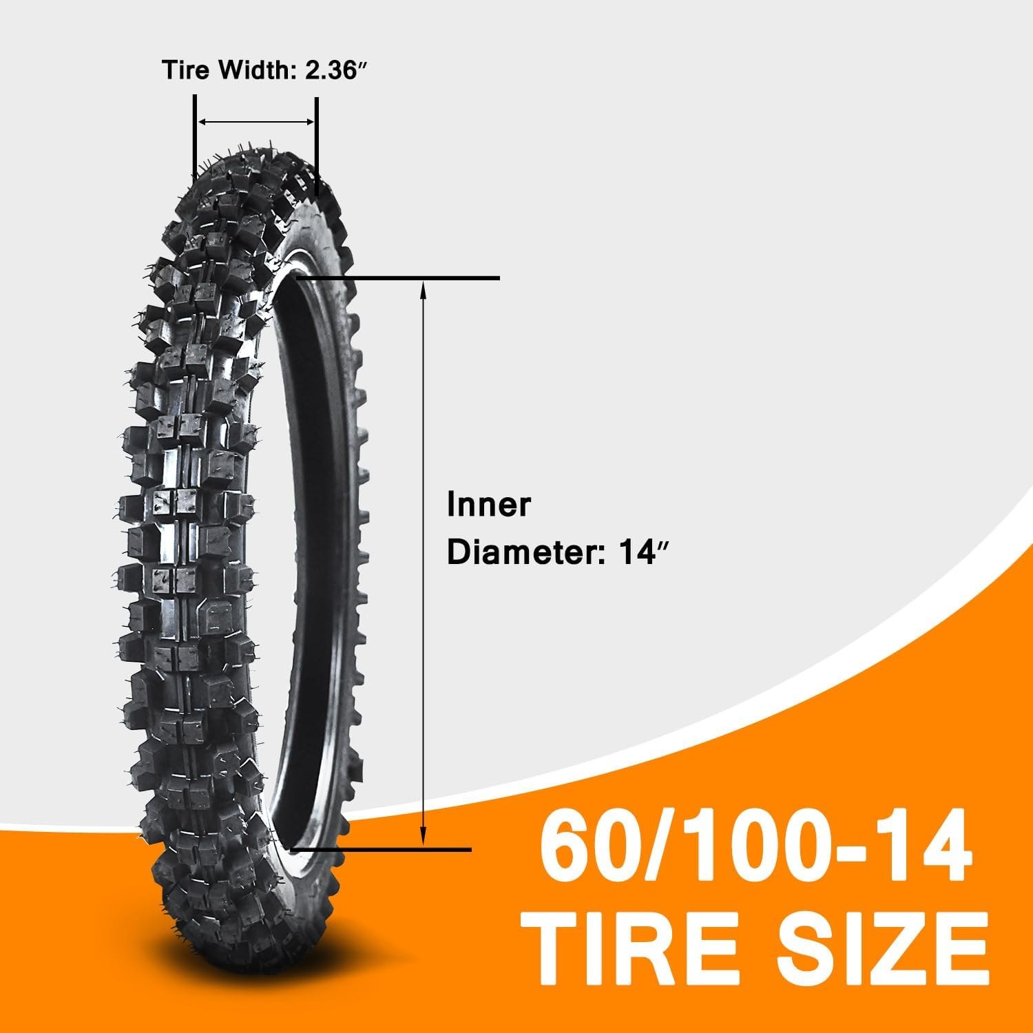 Rear 80/100-12 3.00-12 Front 60/100-14 2.50-14 Tire and Inner Tube for 110cc 125cc CRF70 CRF110 KLX110 TTR90 PW80 RM60 RM65 TaoTao DB14 SSR Apollo Coolster Dirt Pit Bike Motorcycle Heavy Duty PM — photo 3