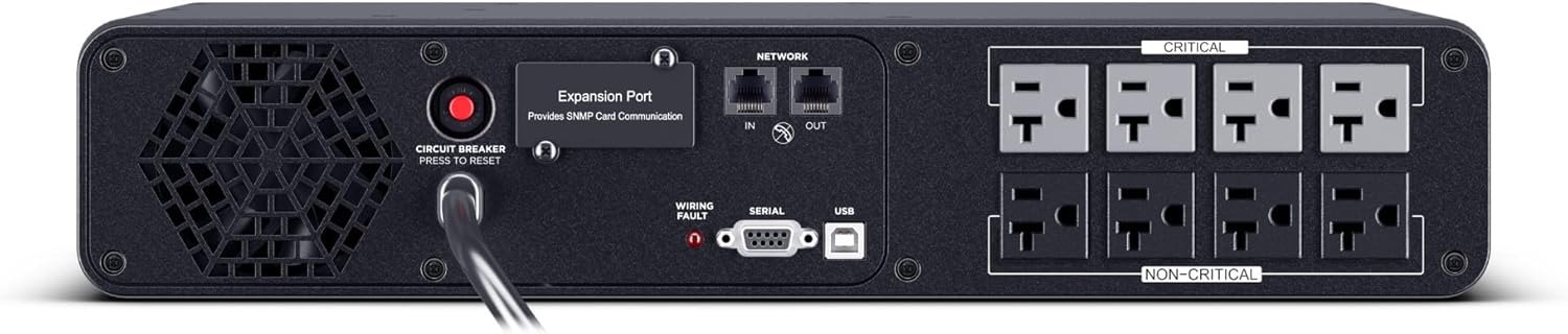 CyberPower CP2000PFCRM2U PFC Sinewave UPS Battery Backup and Surge Protector, 2000VA/1200W, 8 Outlets, AVR, Short Depth 2U Rackmount, UL Certified Rackmount 2U 2000VA
