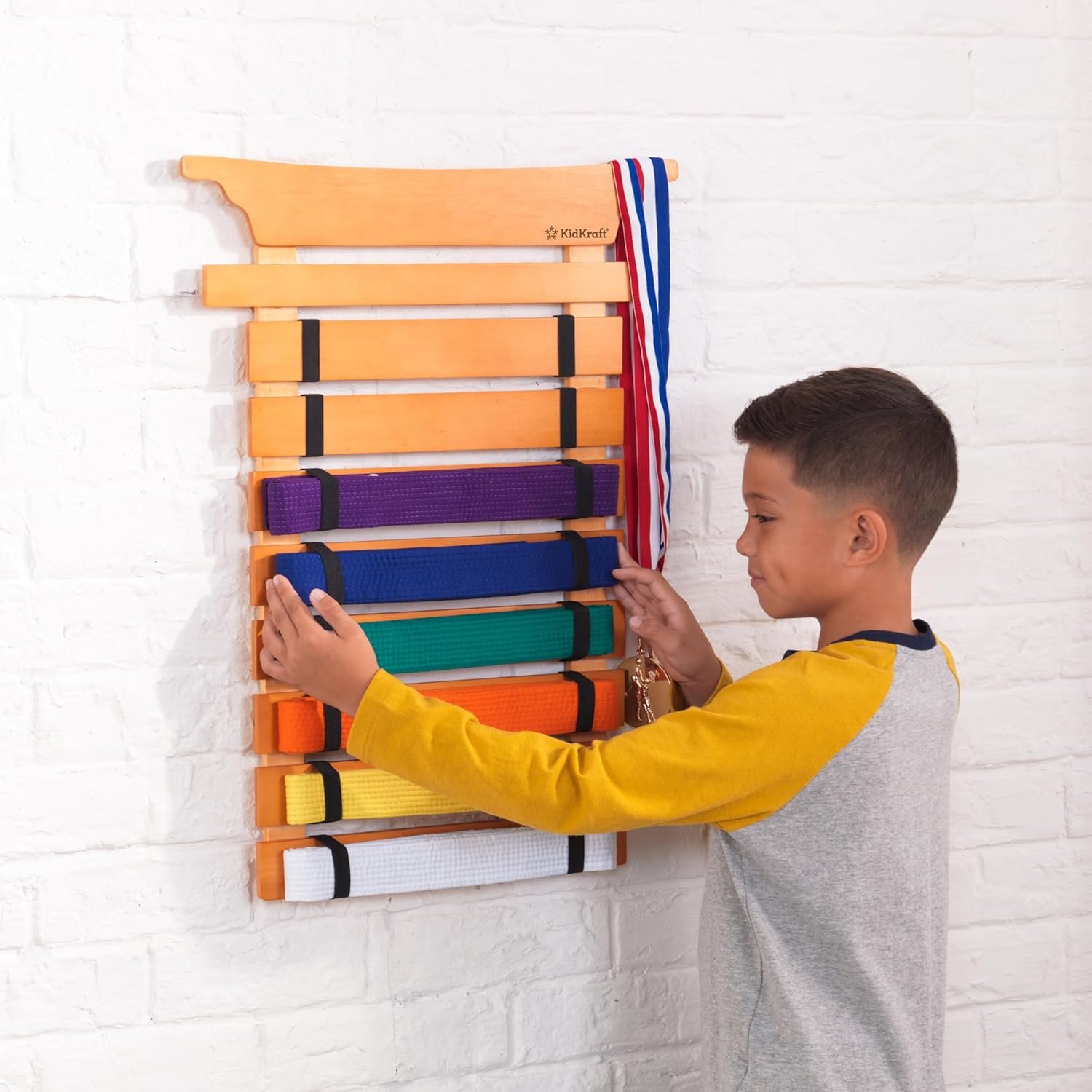 KidKraft Martial Arts Wooden Belt Holder Hanging Display for 8 Belts (Unpersonalized) — photo 2