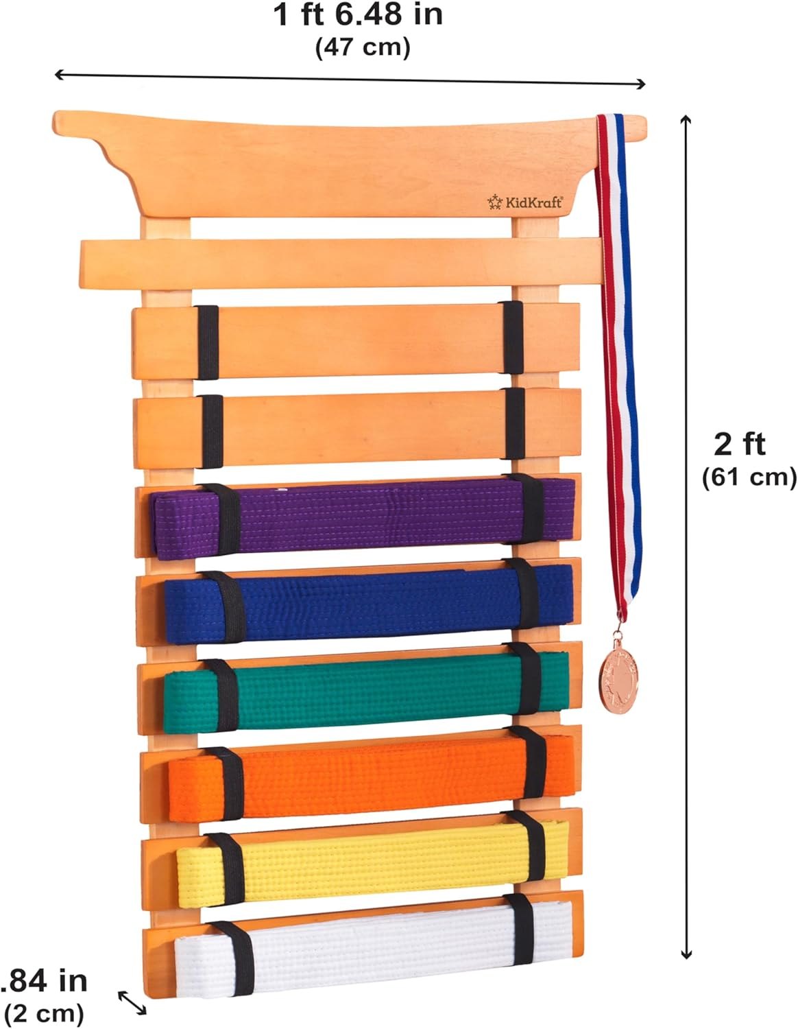 KidKraft Martial Arts Wooden Belt Holder Hanging Display for 8 Belts (Unpersonalized) — photo 5