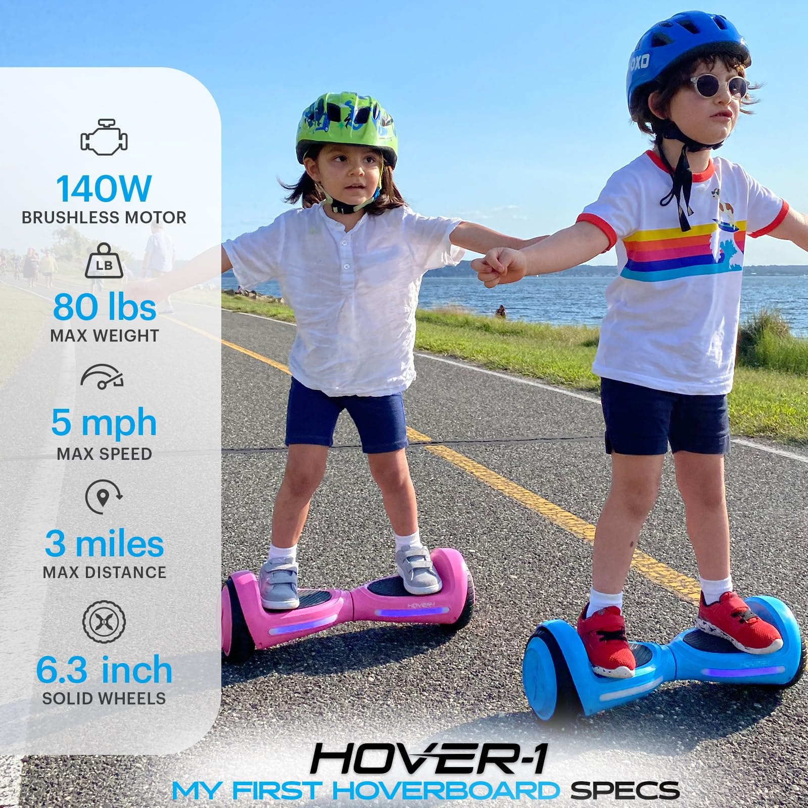Hover-1 My First Hoverboard Electric Self-Balancing Hoverboard for Kids with 5 mph Max Speed, Dual 150W Motors, 6.3” Tires, 3 Miles Max Range, and LED Headlights — photo 2