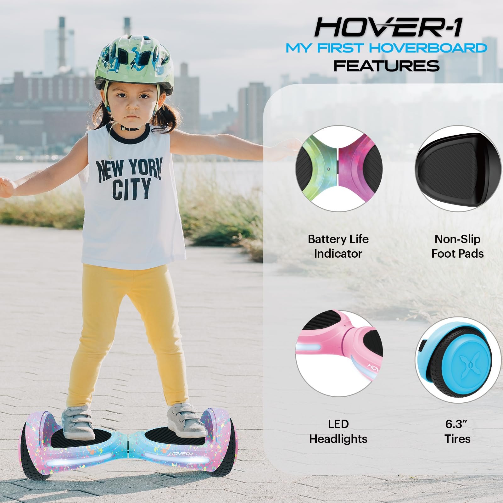 Hover-1 My First Hoverboard Electric Self-Balancing Hoverboard for Kids with 5 mph Max Speed, Dual 150W Motors, 6.3” Tires, 3 Miles Max Range, and LED Headlights — photo 3