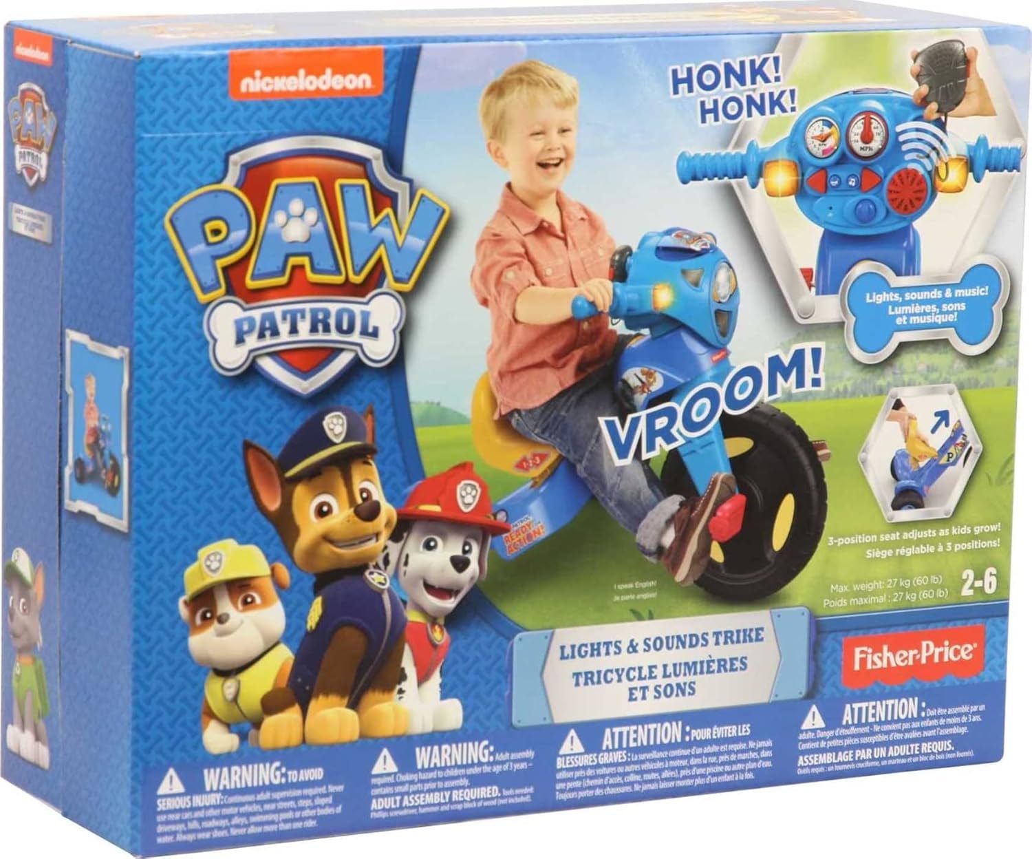 Fisher-Price Toddler Tricycle Nickelodeon PAW Patrol Lights & Sounds Trike, Toy Bike with Handlebar Grips & Storage for Outdoor Play Kids Ages 2+ Years — photo 6