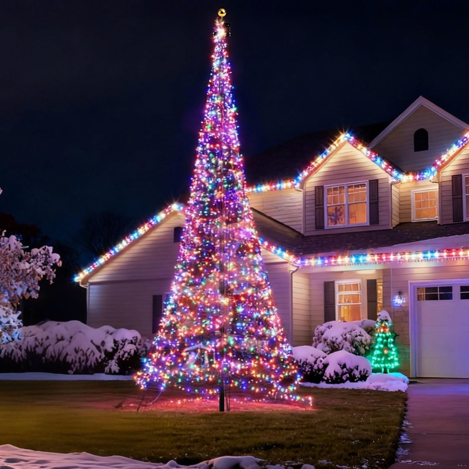 Creative Flagpole Set Include 25 ft Versatile Sectional Flagpole with Mega Topper Light Hook a Topper Decoration and Storage Bag for Outdoor Christmas Trees Display — photo 4