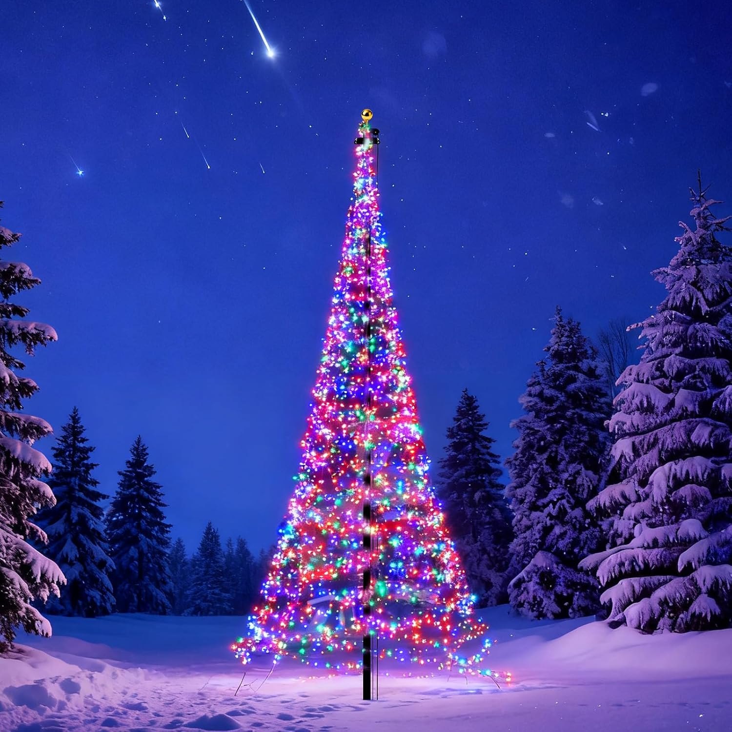 Creative Flagpole Set Include 25 ft Versatile Sectional Flagpole with Mega Topper Light Hook a Topper Decoration and Storage Bag for Outdoor Christmas Trees Display — photo 6