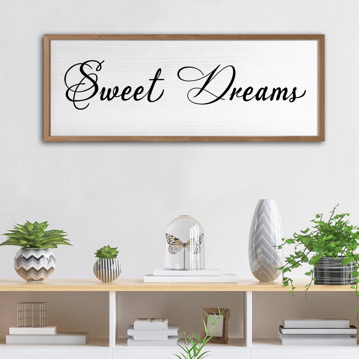 Sweet Dreams Wall Decor Above Bed 40x15 Inch Large Master Bedroom Hanging Wood Rustic Framed Farmhouse Sweet Dreams Sign Guest Room Aesthetic And Minimalist Over Bed Wall Art?Wood? Wood Frame 40"L x 15"W Sweet Dream — photo 3