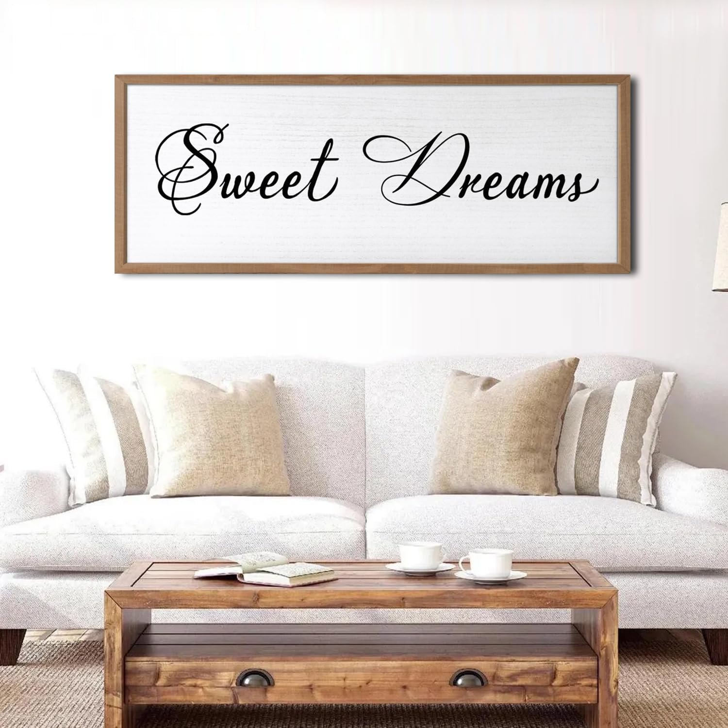 Sweet Dreams Wall Decor Above Bed 40x15 Inch Large Master Bedroom Hanging Wood Rustic Framed Farmhouse Sweet Dreams Sign Guest Room Aesthetic And Minimalist Over Bed Wall Art?Wood? Wood Frame 40"L x 15"W Sweet Dream — photo 5