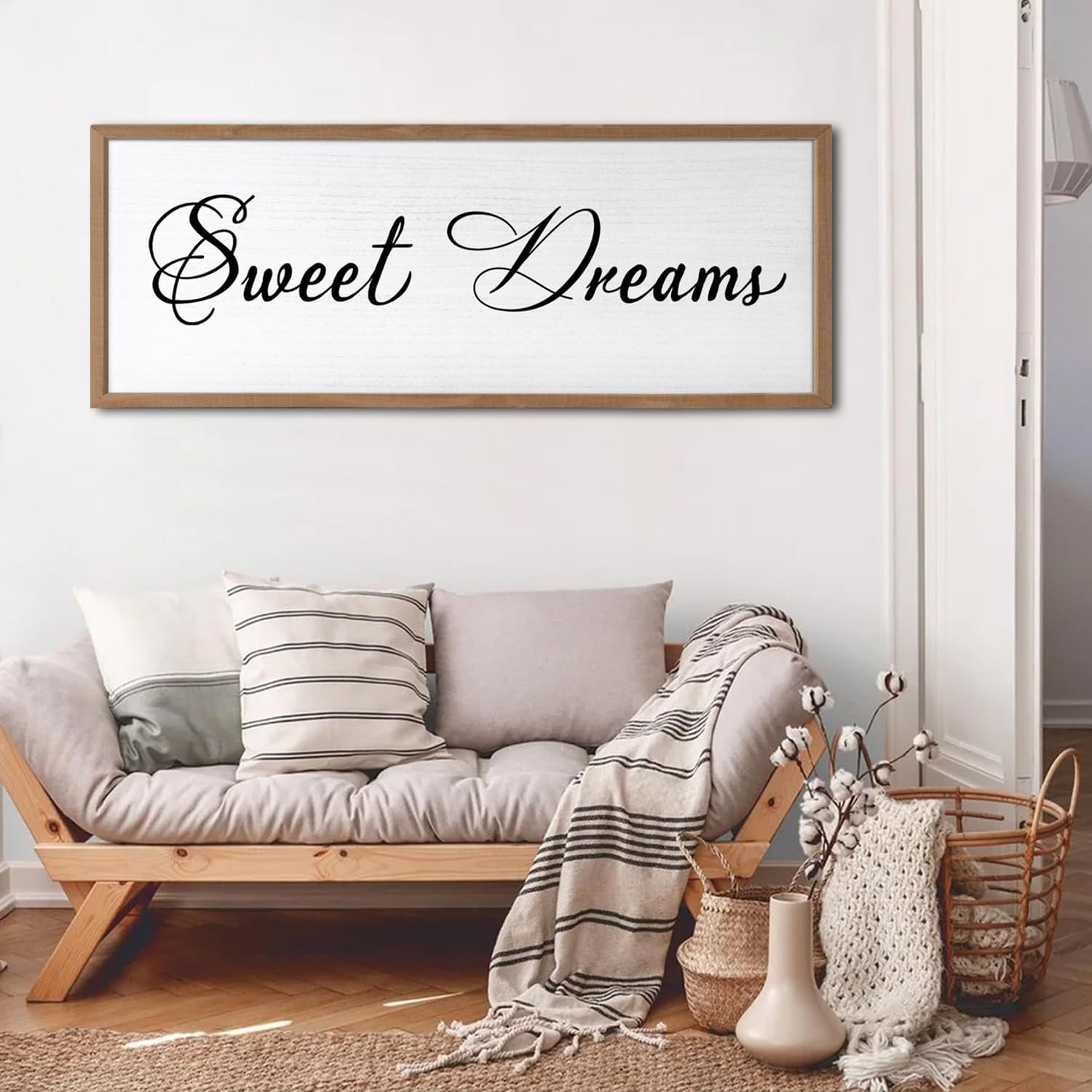Sweet Dreams Wall Decor Above Bed 40x15 Inch Large Master Bedroom Hanging Wood Rustic Framed Farmhouse Sweet Dreams Sign Guest Room Aesthetic And Minimalist Over Bed Wall Art?Wood? Wood Frame 40"L x 15"W Sweet Dream — photo 6