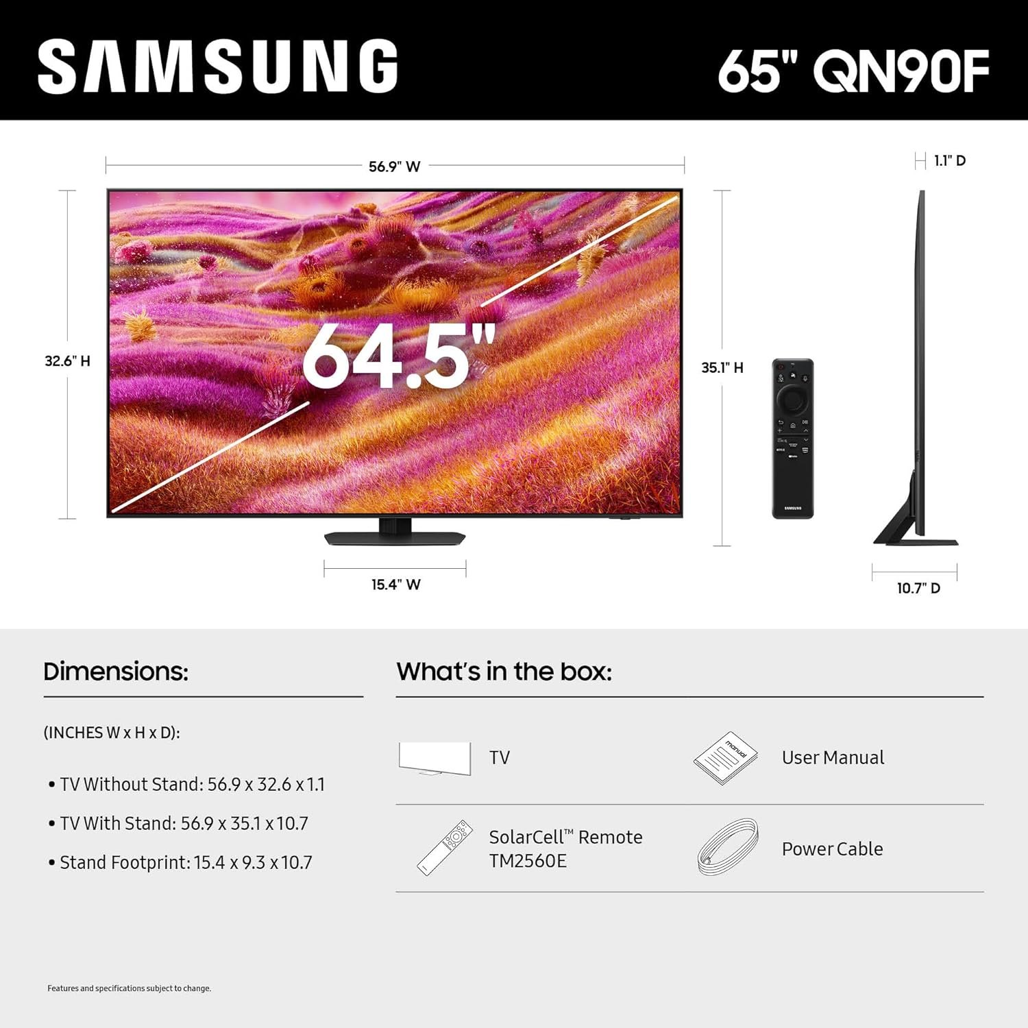 Samsung 65-Inch Class Neo QLED 4K QN90F Series, Vision AI, Mini LED Smart TV (2025 Model, 65QN90F) Neo Quantum HDR+, Object Tracking Sound+ w/Dolby Atmos, Glare Free, Gaming Hub, Alexa Built- in 65-Inch TV Only — photo 2