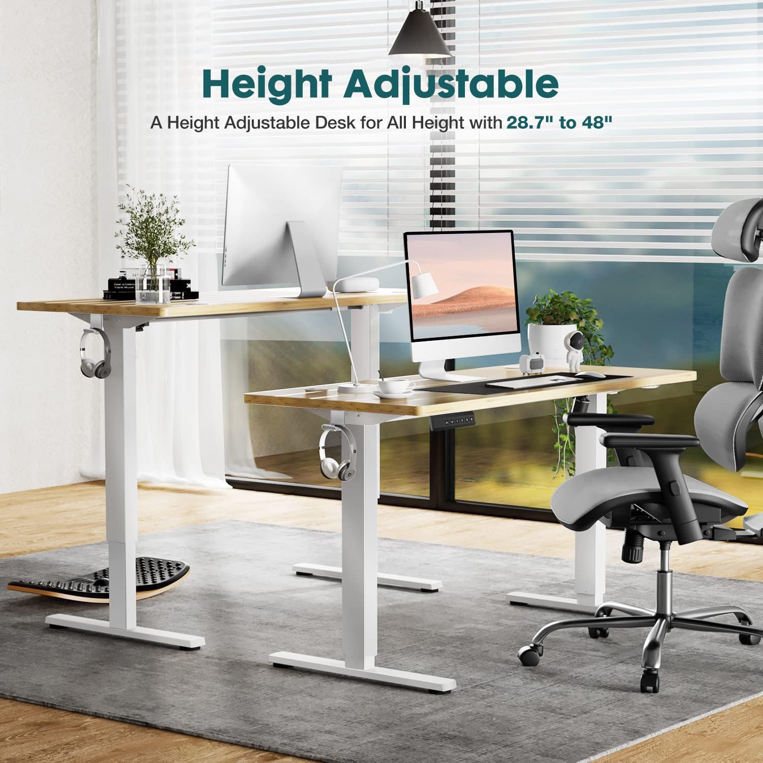 SMUG Electric Standing Desk with Memory Preset, Ergonomic Height Adjustable Table with T-Shaped Metal Bracket Modern Computer Workstations for Home Office, 4824, White — photo 3