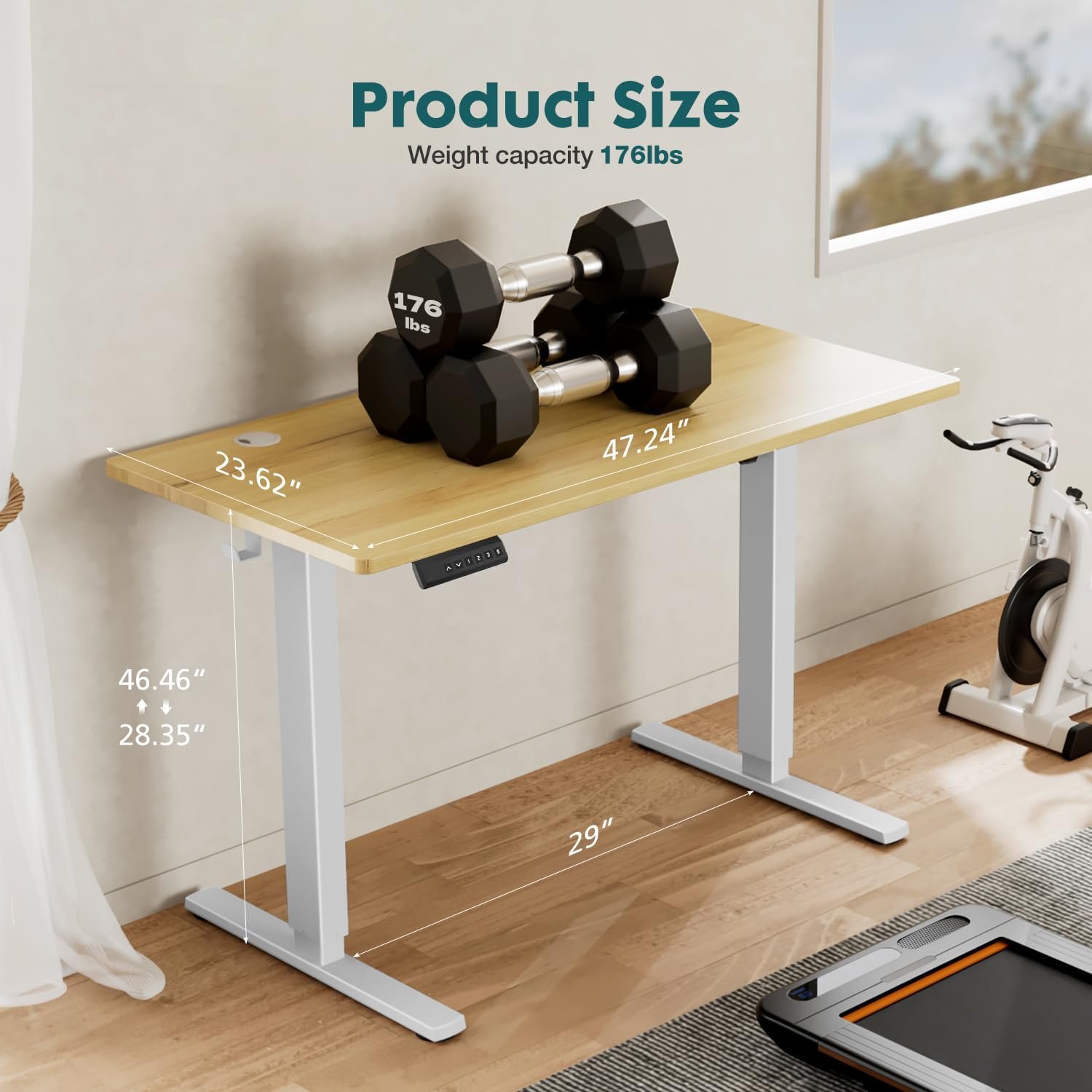 SMUG Electric Standing Desk with Memory Preset, Ergonomic Height Adjustable Table with T-Shaped Metal Bracket Modern Computer Workstations for Home Office, 4824, White — photo 6