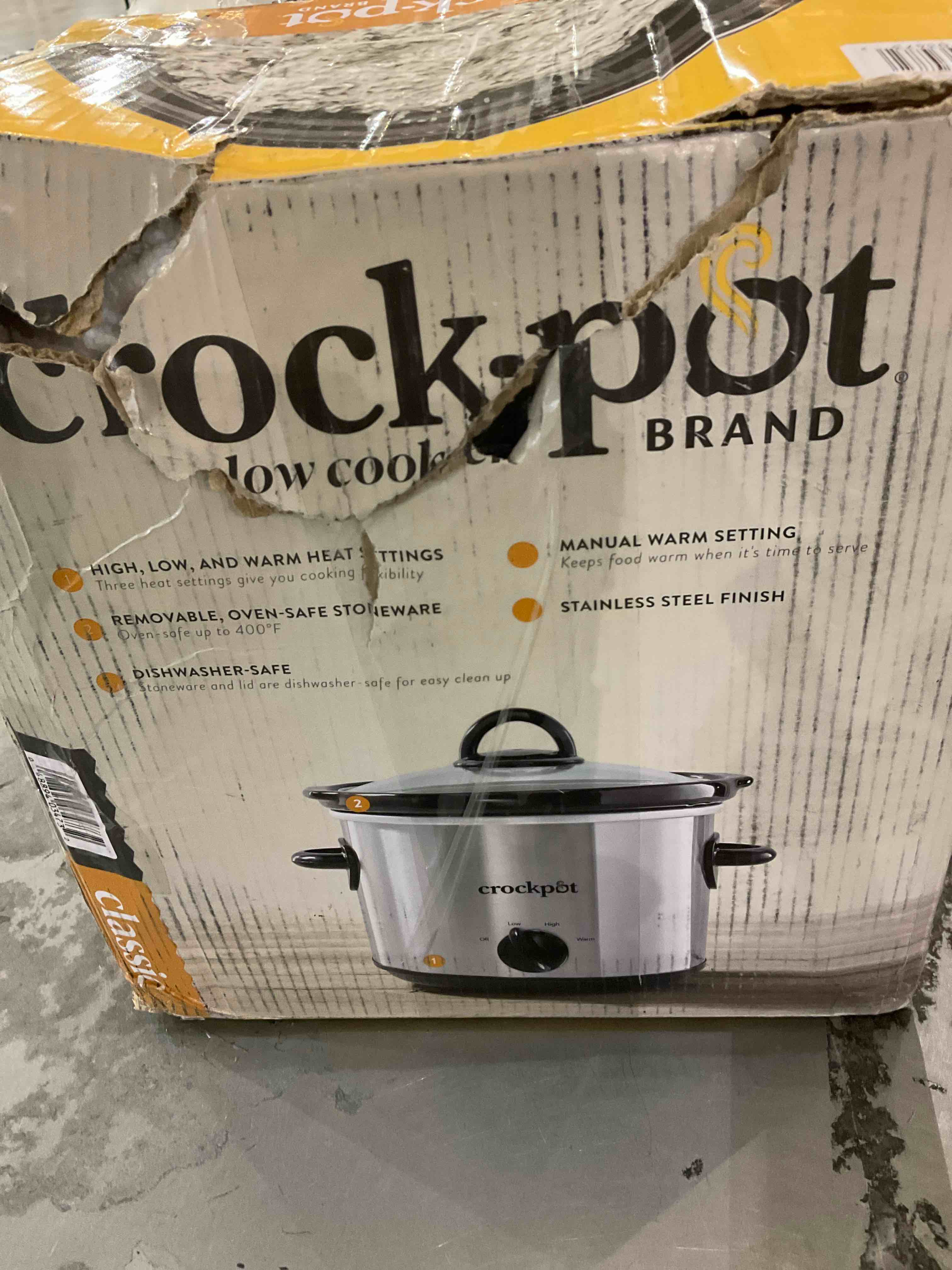 Crock-Pot Small 3 Quart Round Manual Slow Cooker, Stainless Steel and Black — photo 2