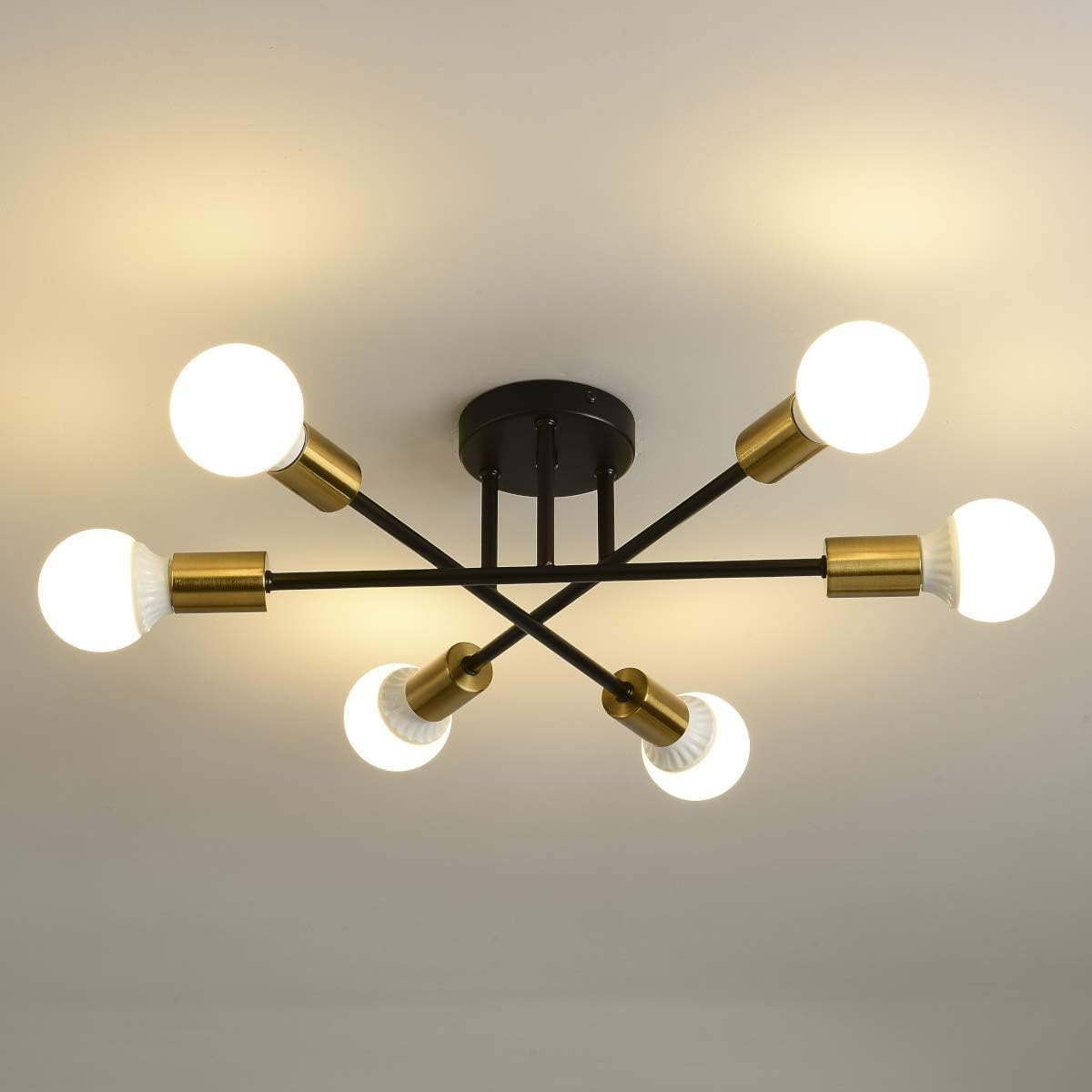 Mid Century Modern 6-Light Sputnik Chandelier Light Fixture Nordic Personality Ceiling